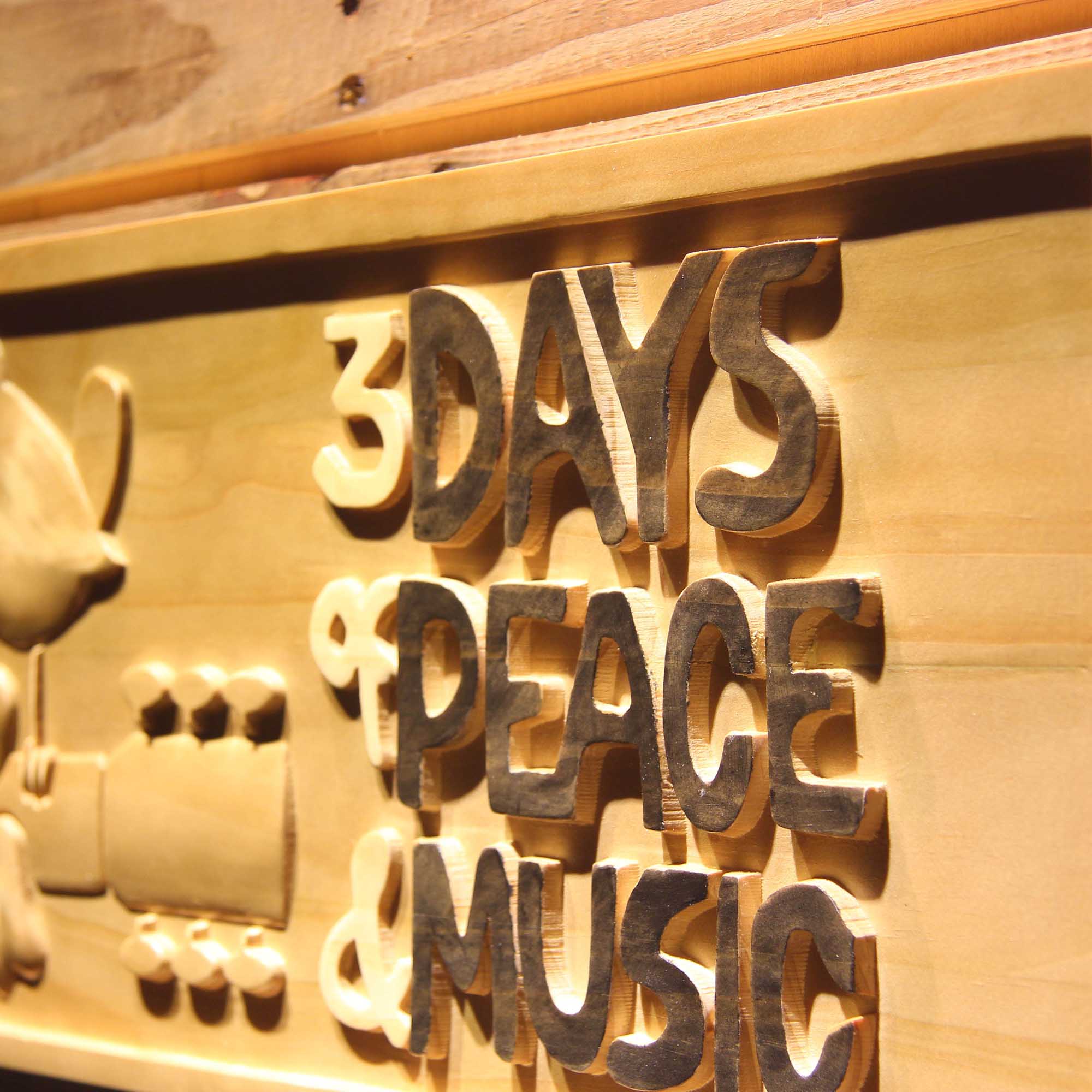 Woodstock Festival 1969 3D Wooden Engrave Sign