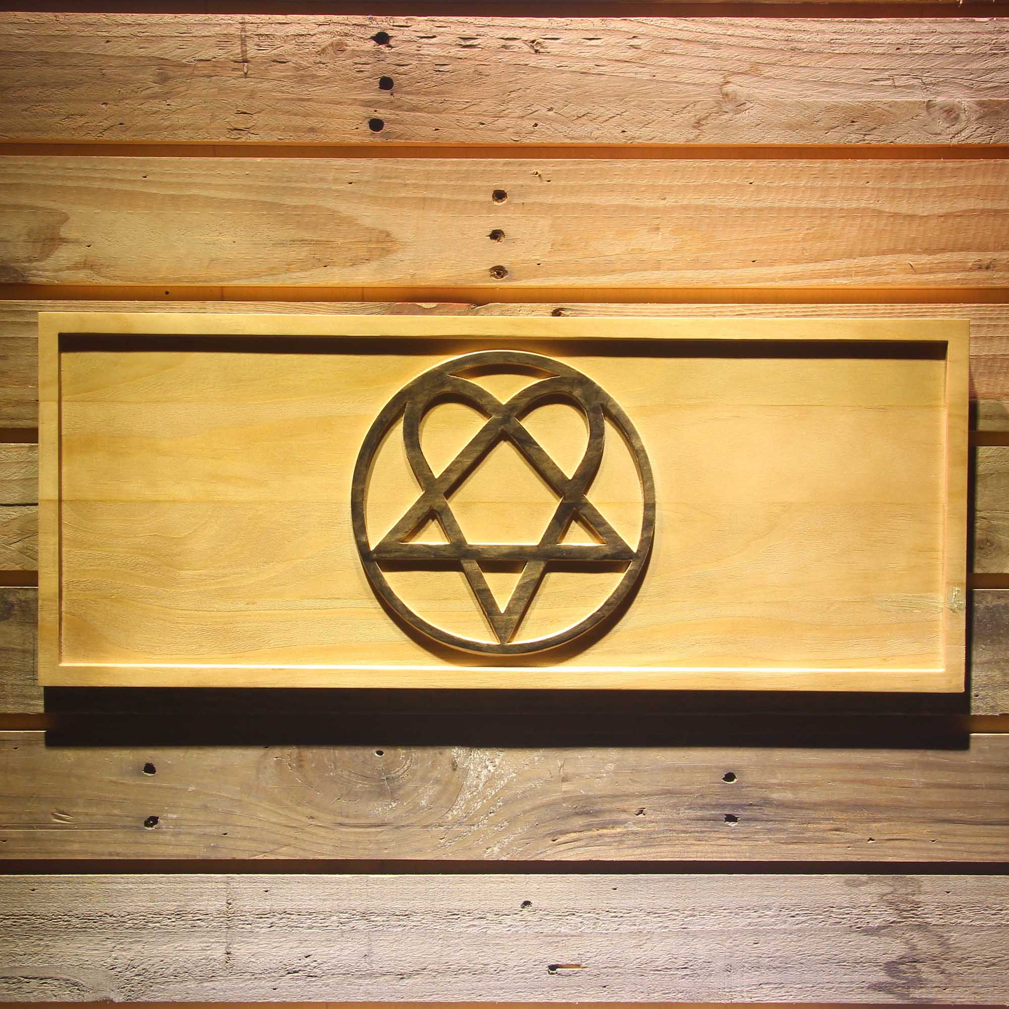 HIM Heartagram Finnish Band 3D Wooden Engrave Sign