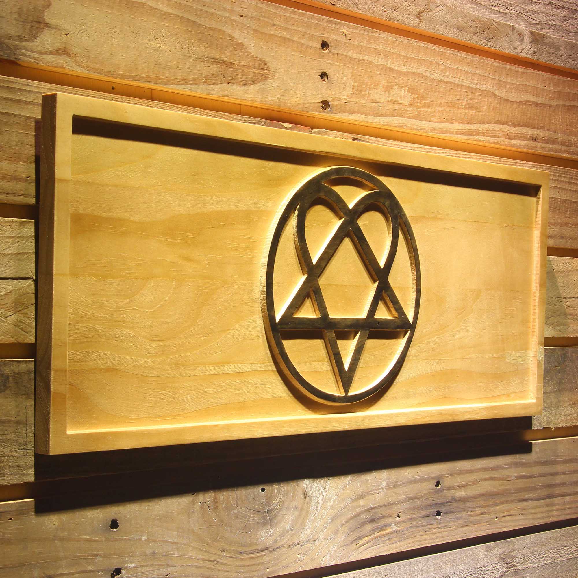 HIM Heartagram Finnish Band 3D Wooden Engrave Sign