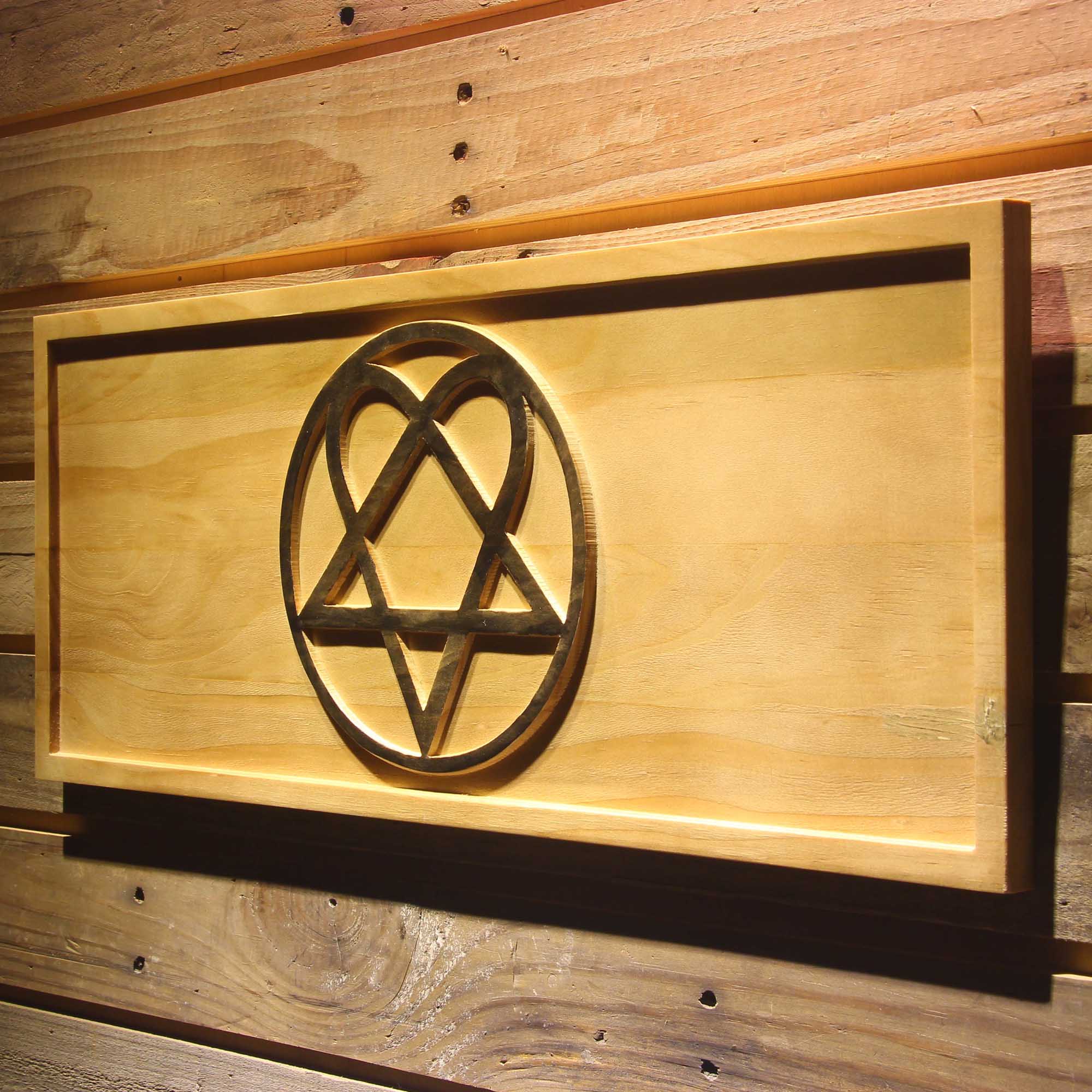 HIM Heartagram Finnish Band 3D Wooden Engrave Sign