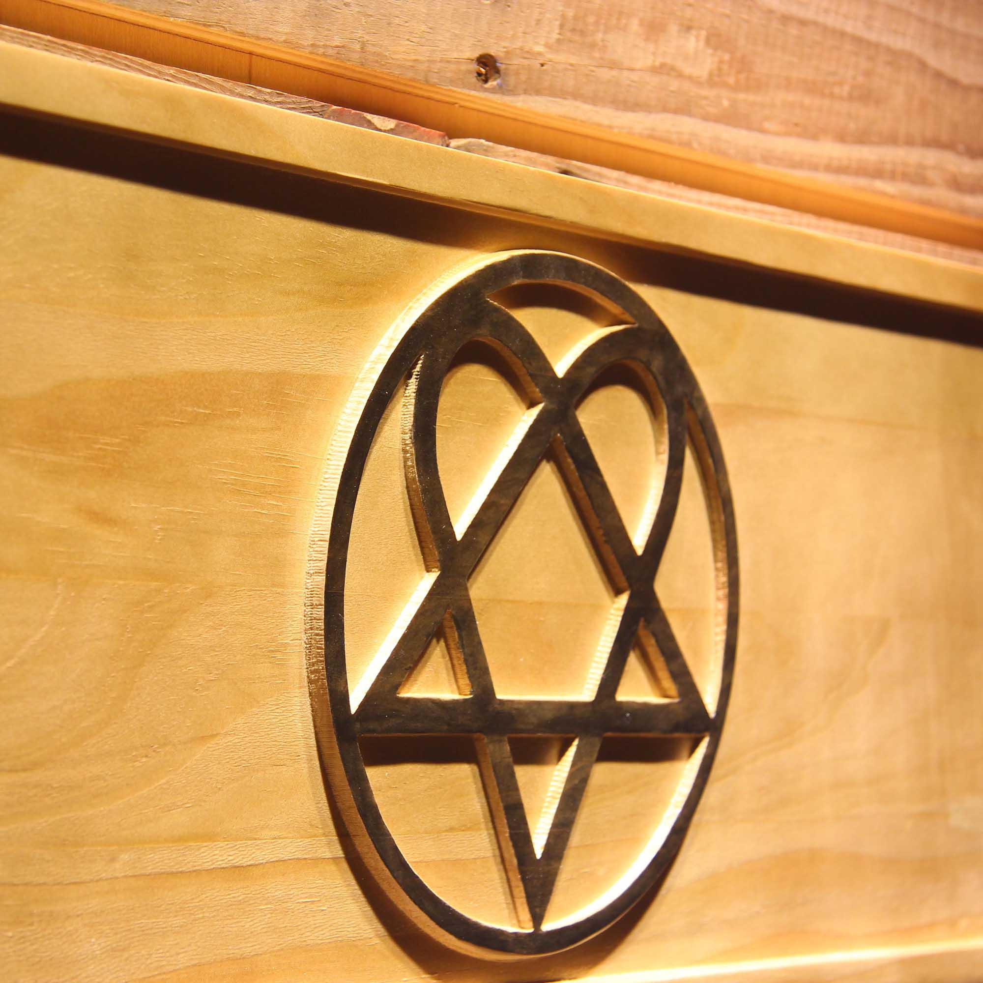 HIM Heartagram Finnish Band 3D Wooden Engrave Sign