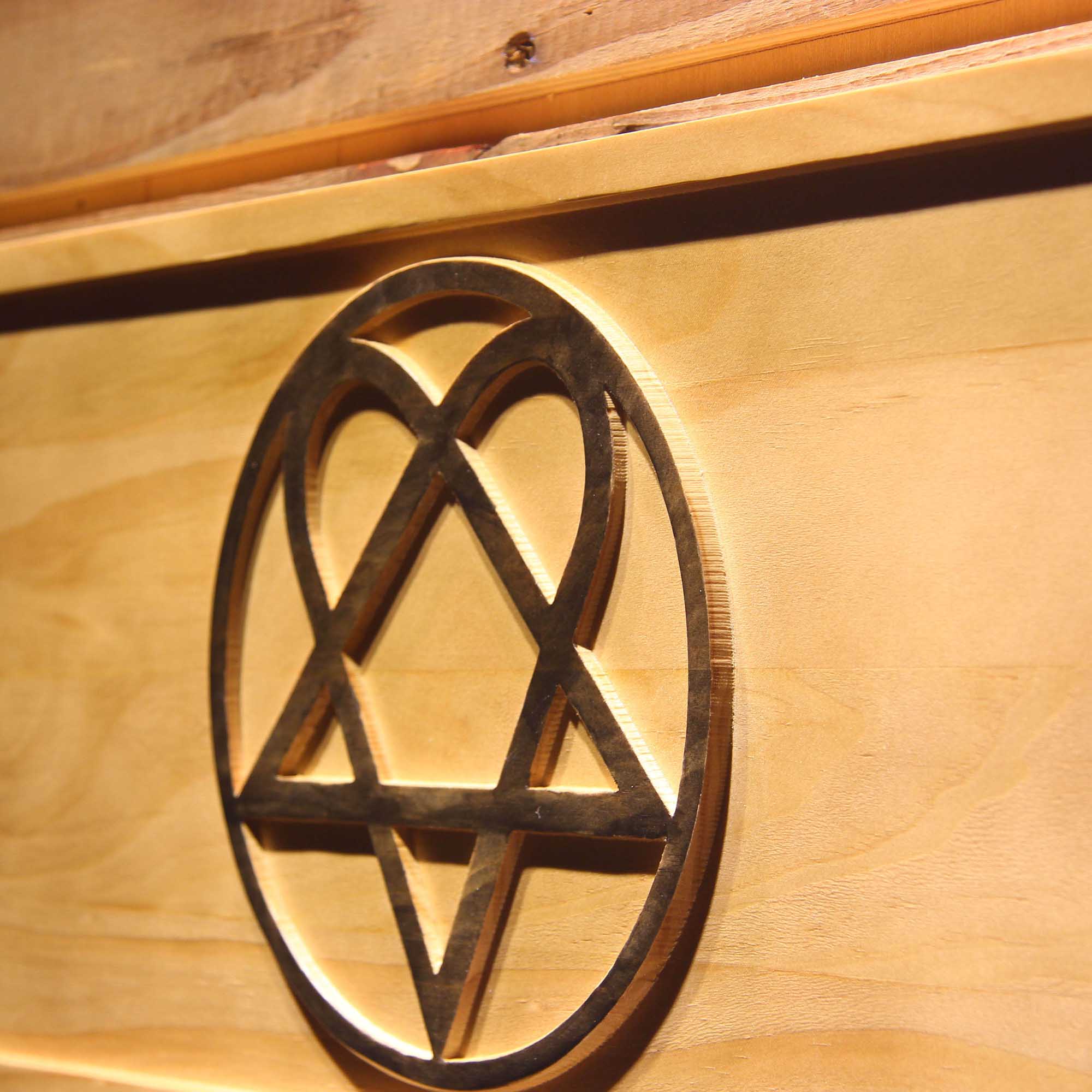 HIM Heartagram Finnish Band 3D Wooden Engrave Sign