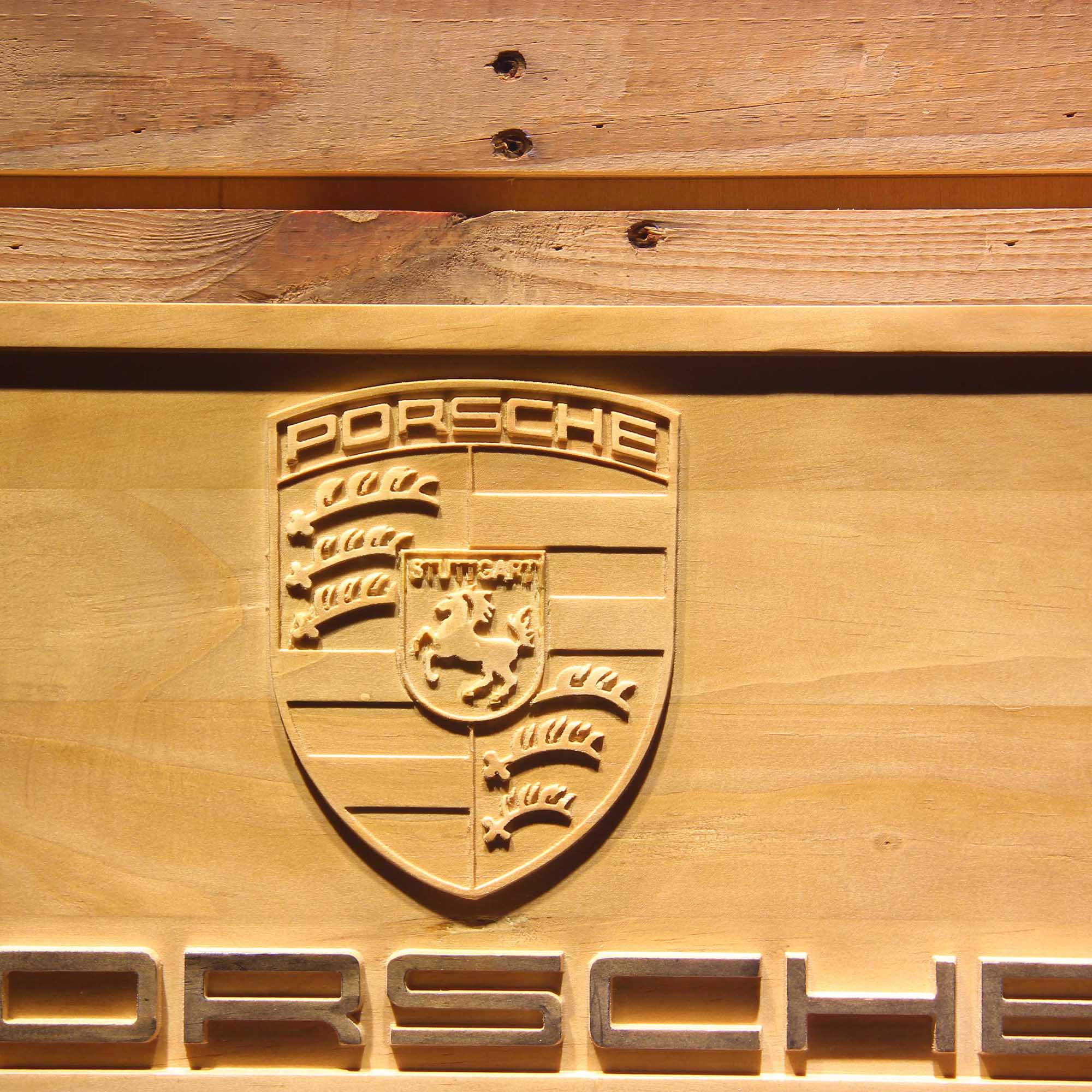Porsche 3D Wooden Engrave Sign