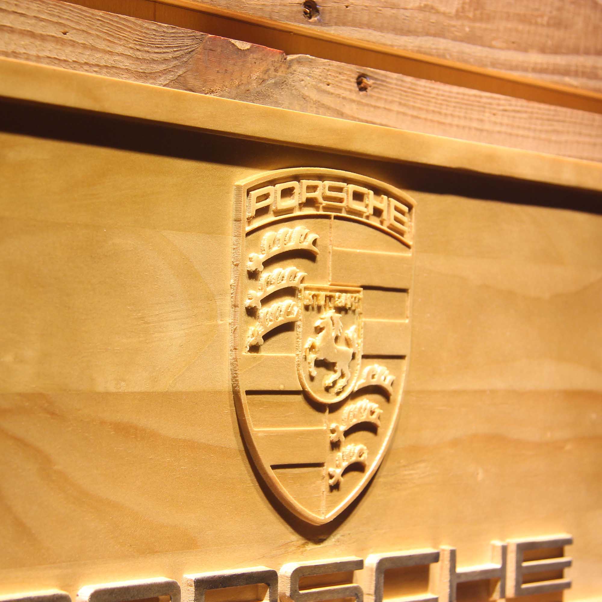 Porsche 3D Wooden Engrave Sign
