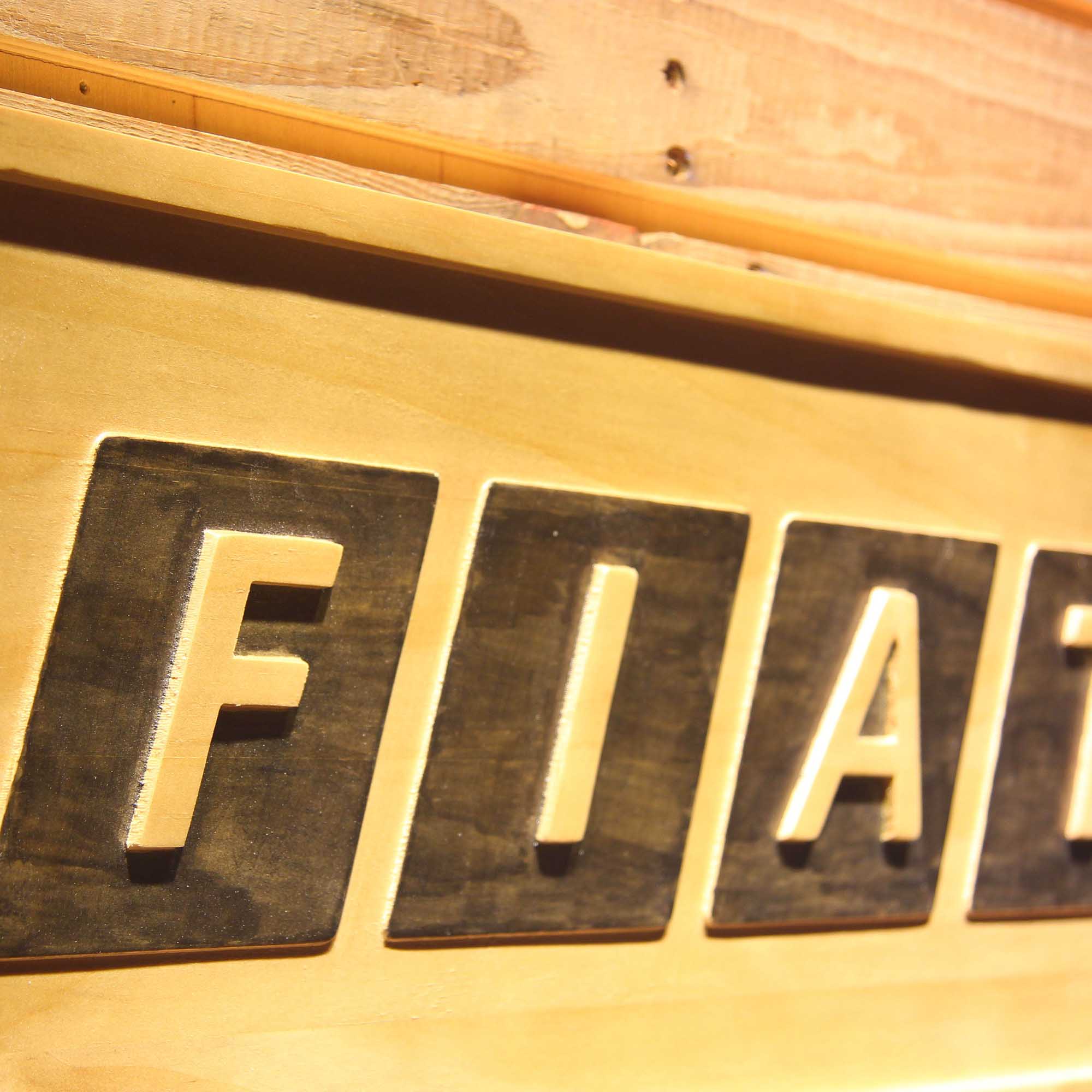Fiat Automobiles 3D Wooden Engrave Sign