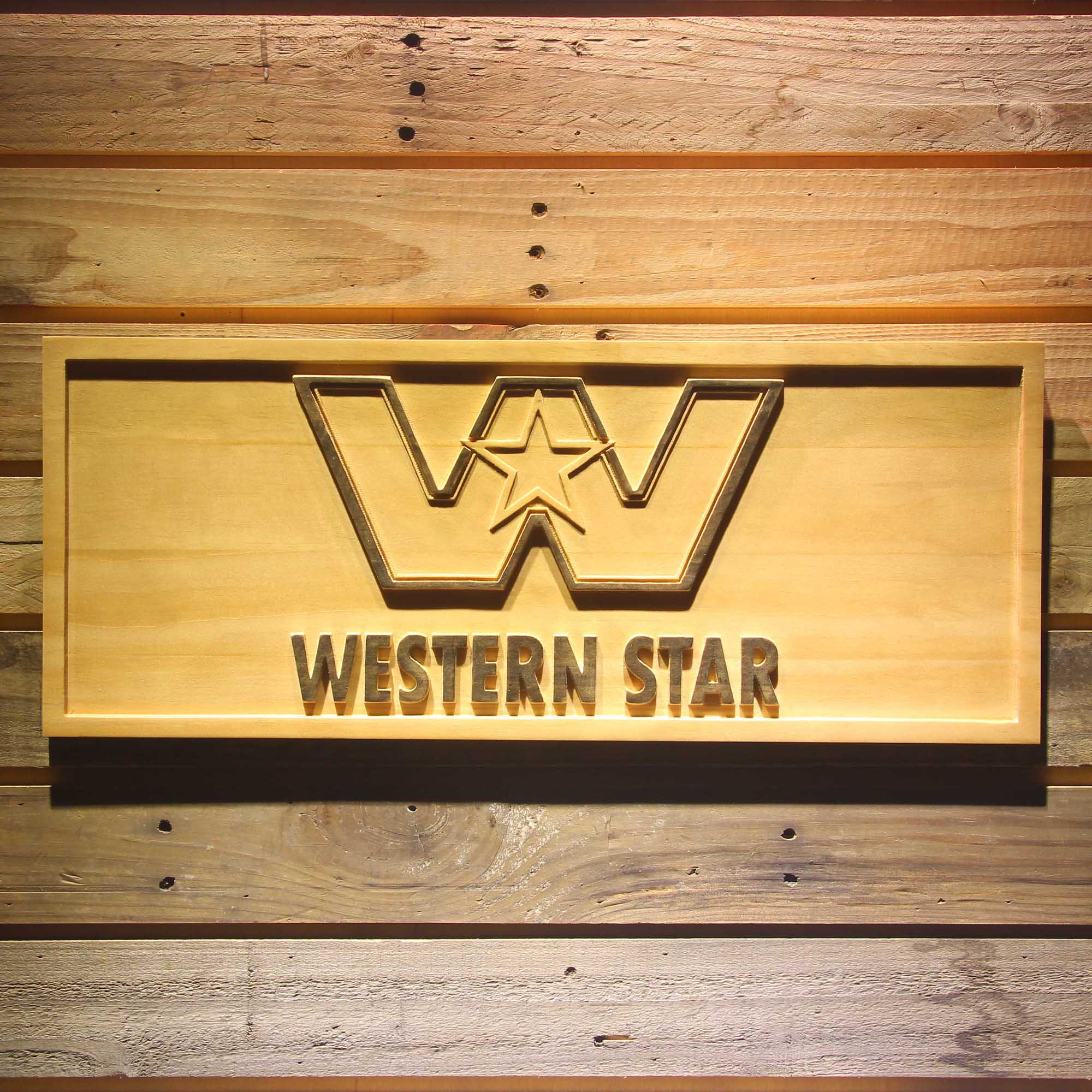 Western Star 3D Wooden Engrave Sign