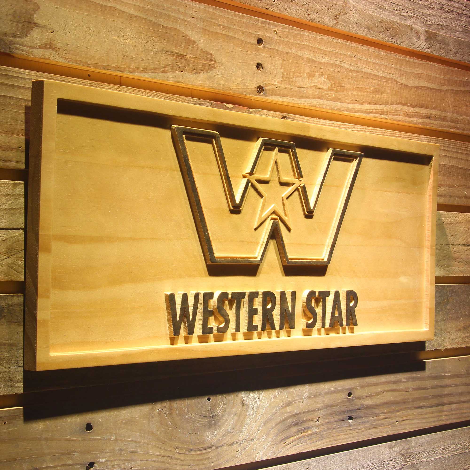 Western Star 3D Wooden Engrave Sign