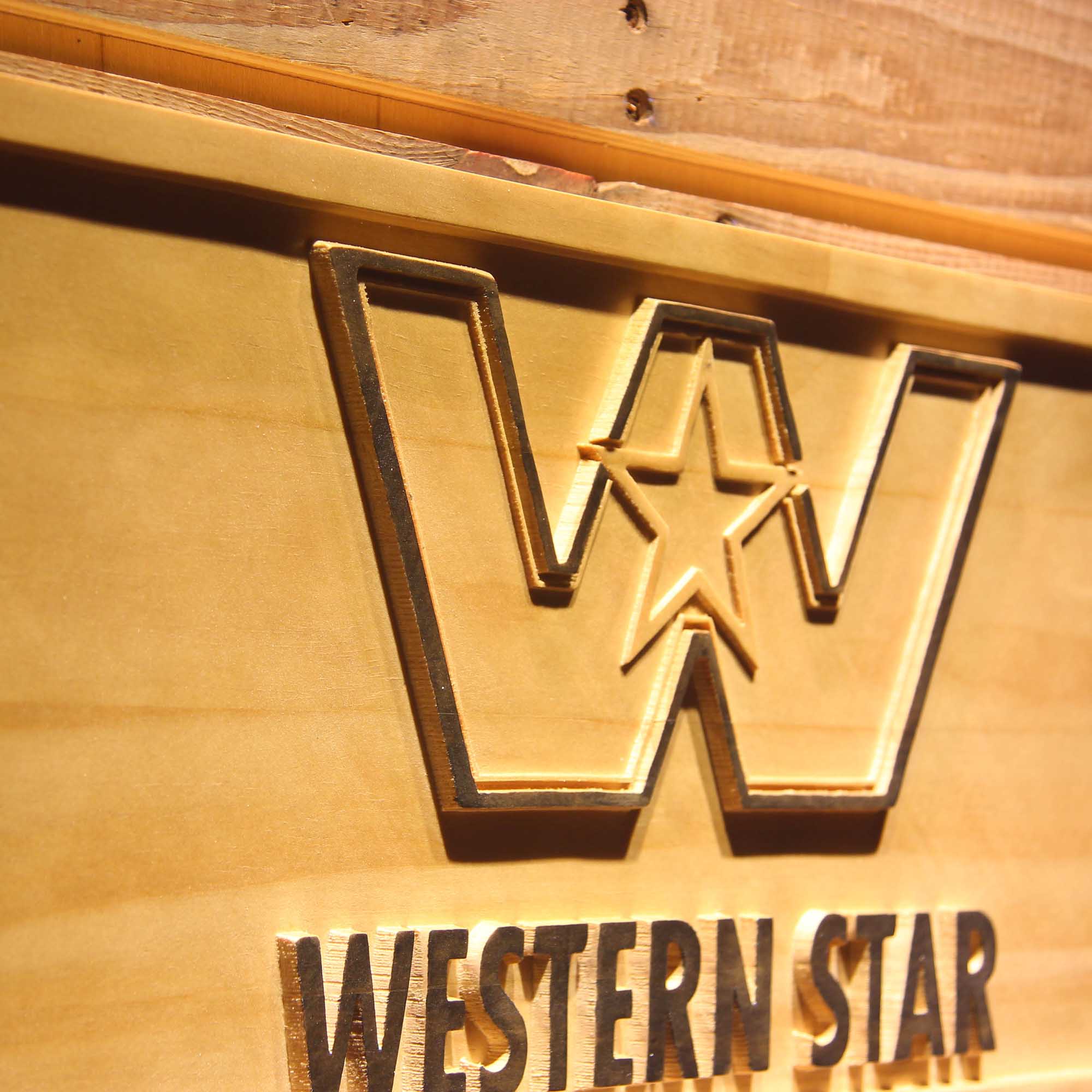 Western Star 3D Wooden Engrave Sign