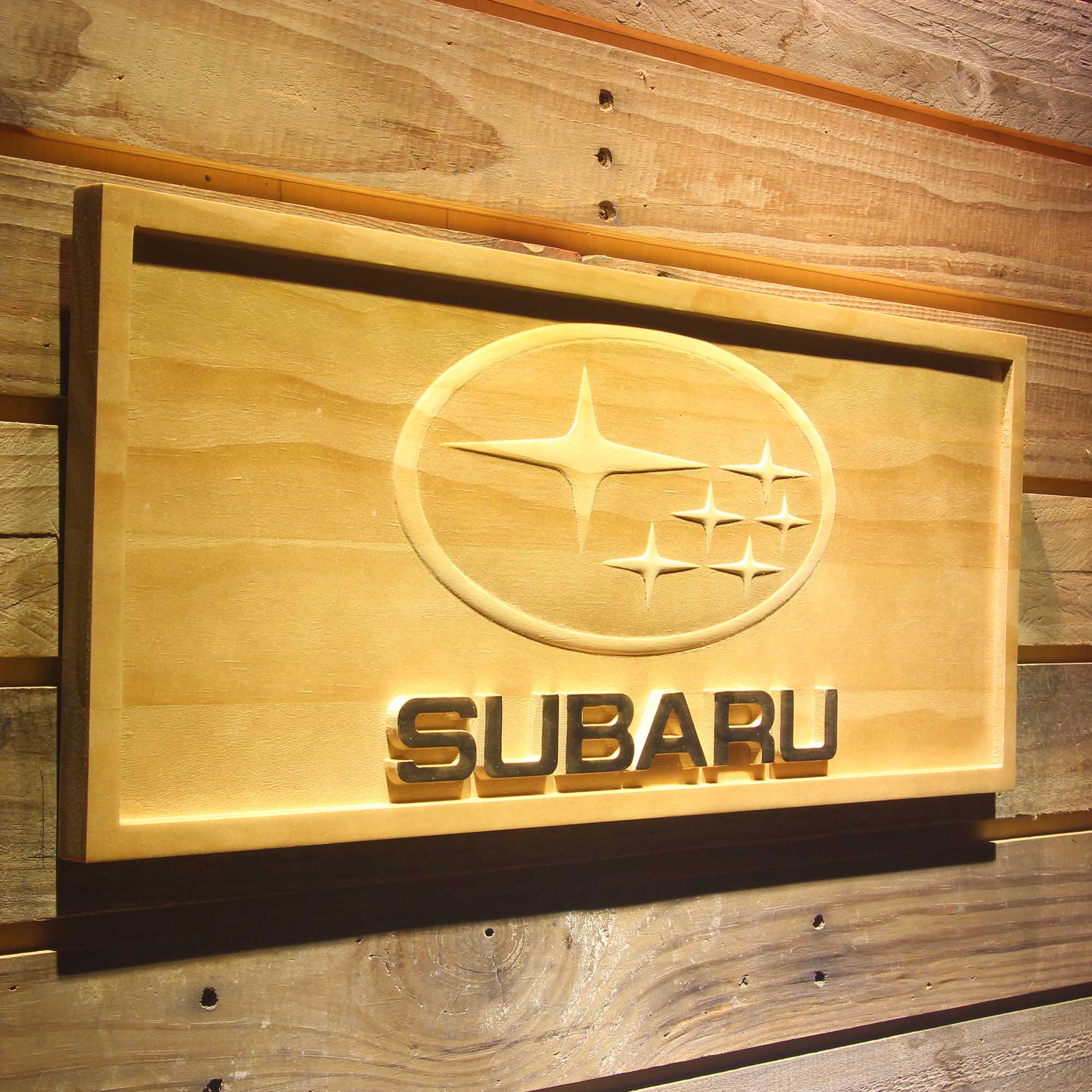 Subaru 3D Wooden Engrave Sign