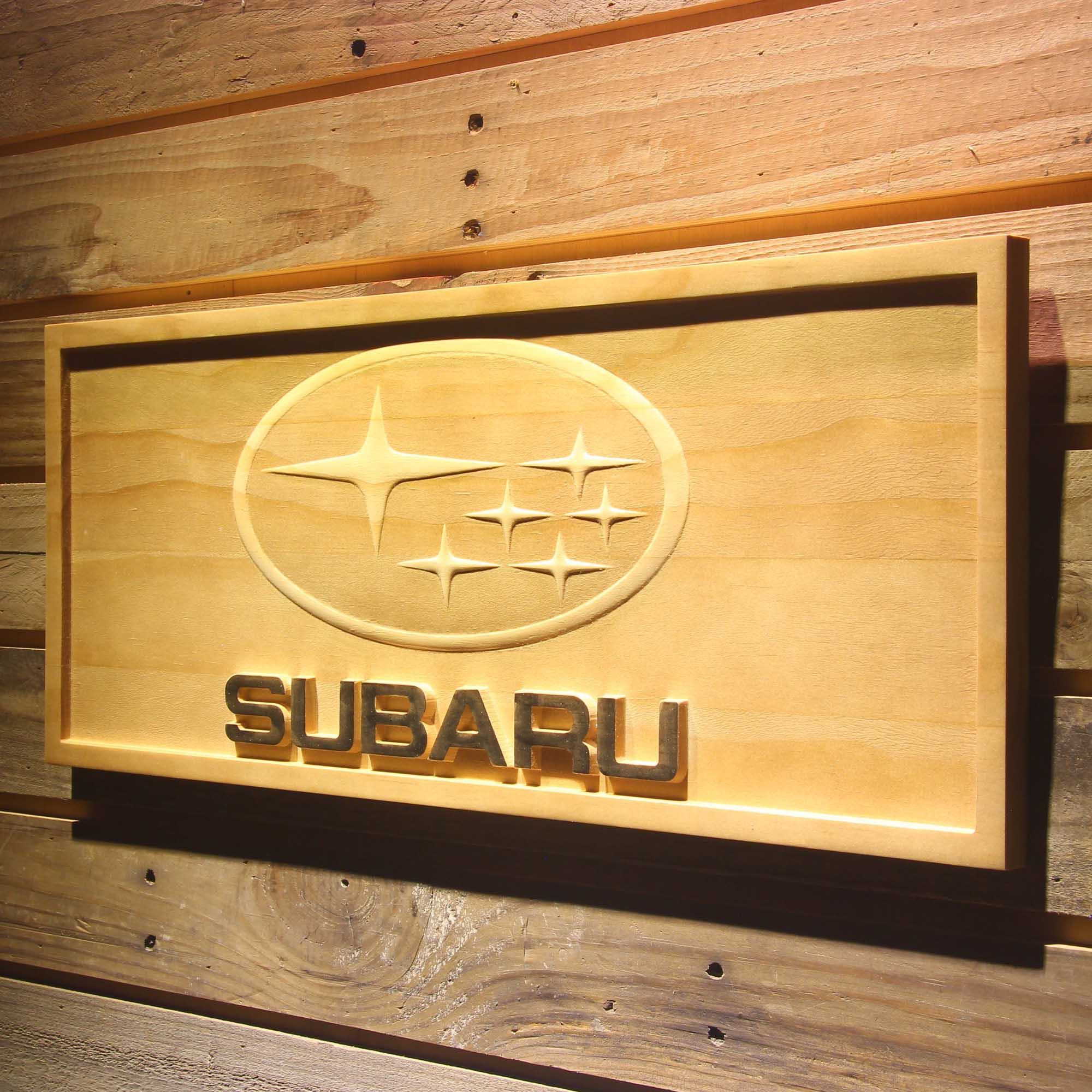 Subaru 3D Wooden Engrave Sign