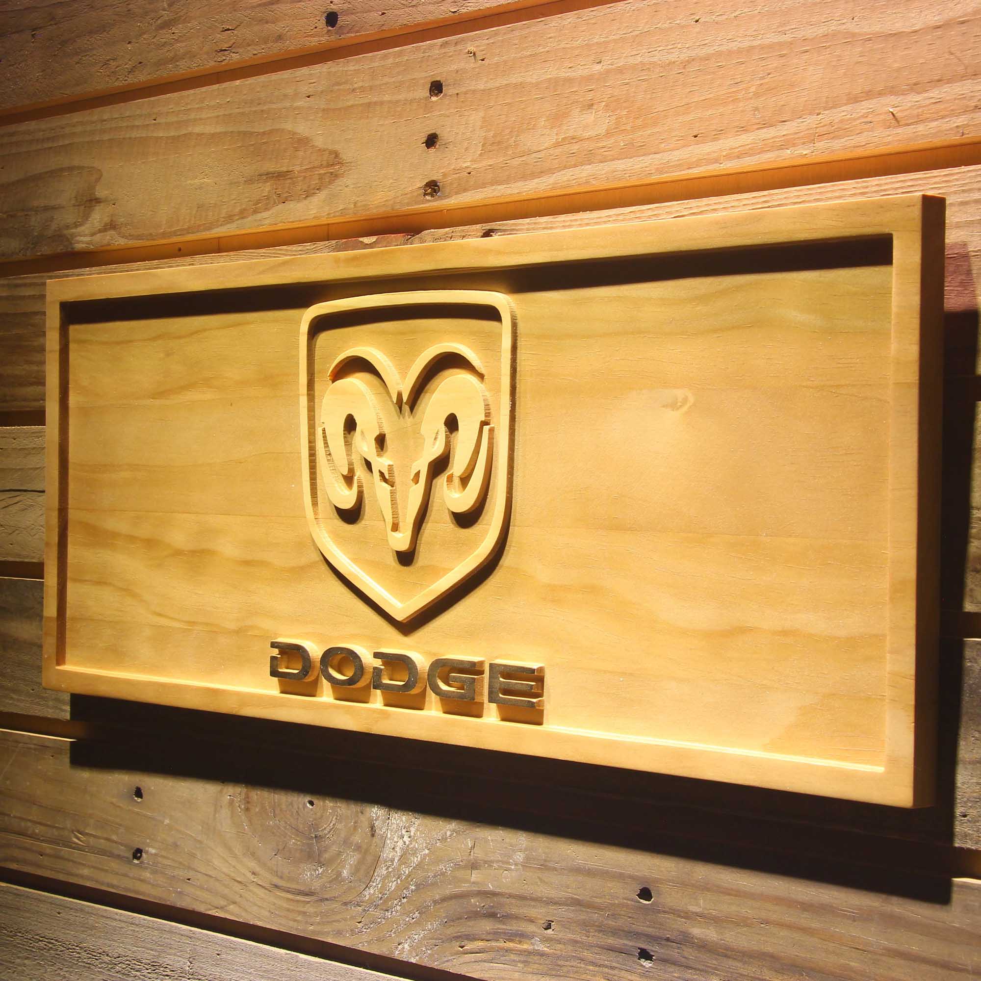Dodge 3D Wooden Engrave Sign