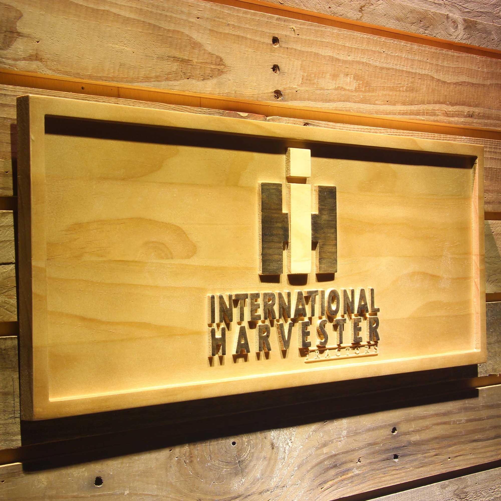 International Harvester 3D Wooden Engrave Sign