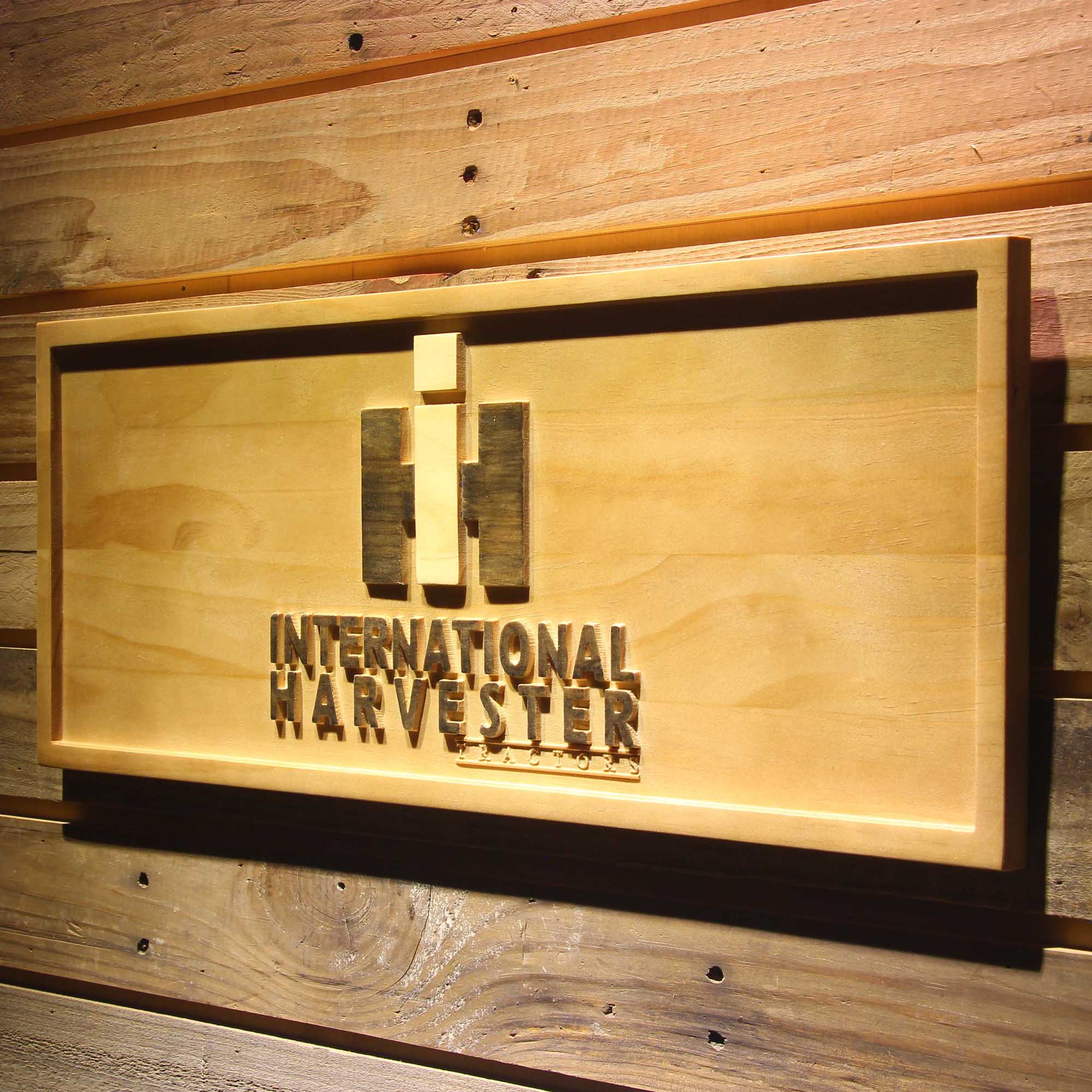 International Harvester 3D Wooden Engrave Sign