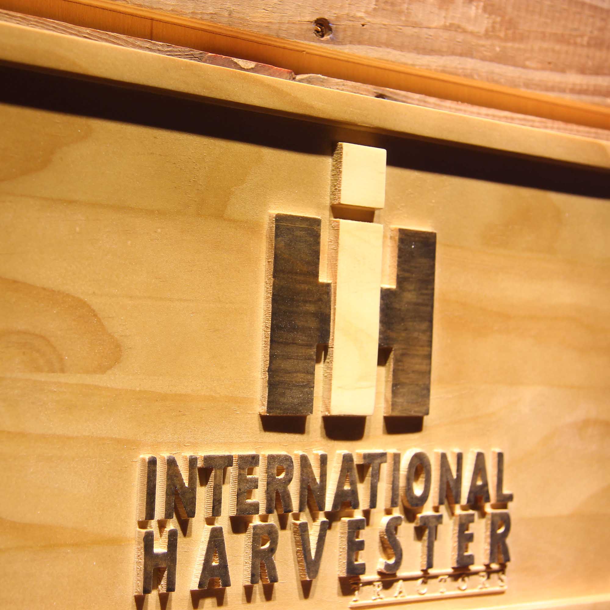 International Harvester 3D Wooden Engrave Sign