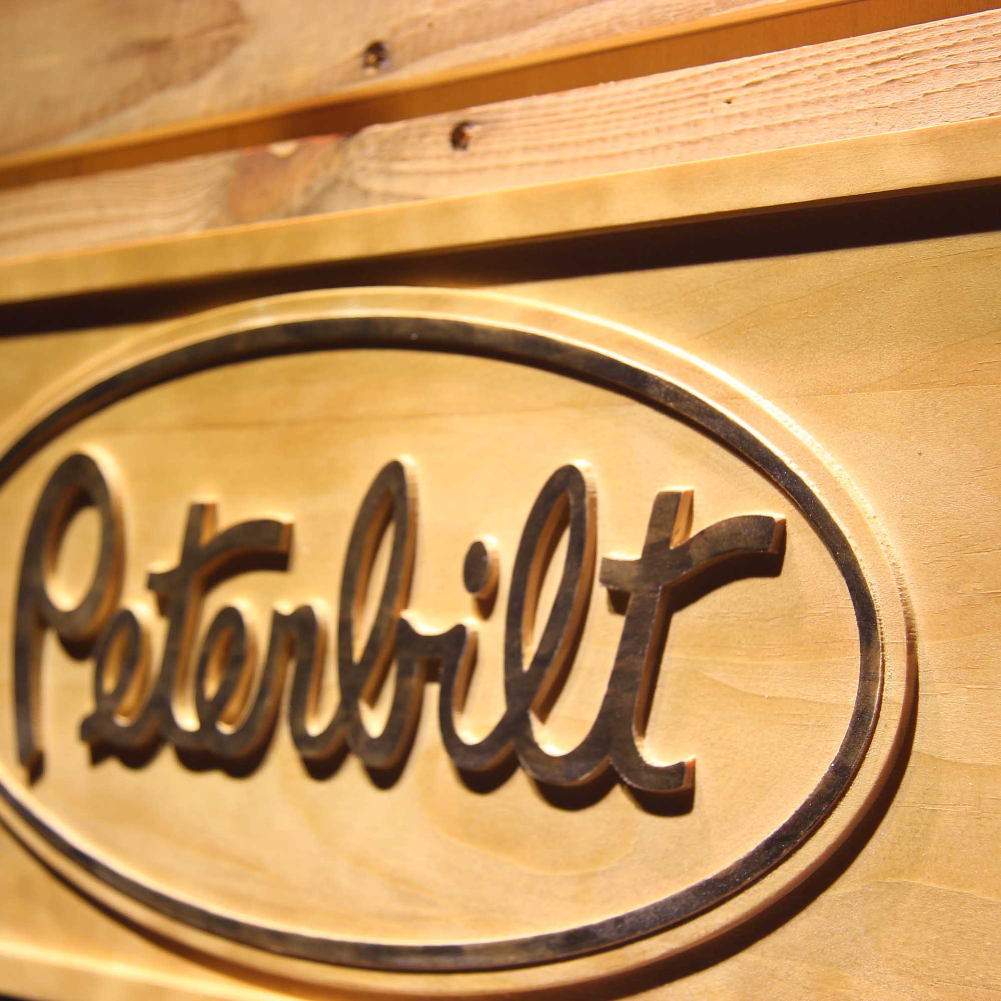 Peterbilt Car 3D Wooden Engrave Sign
