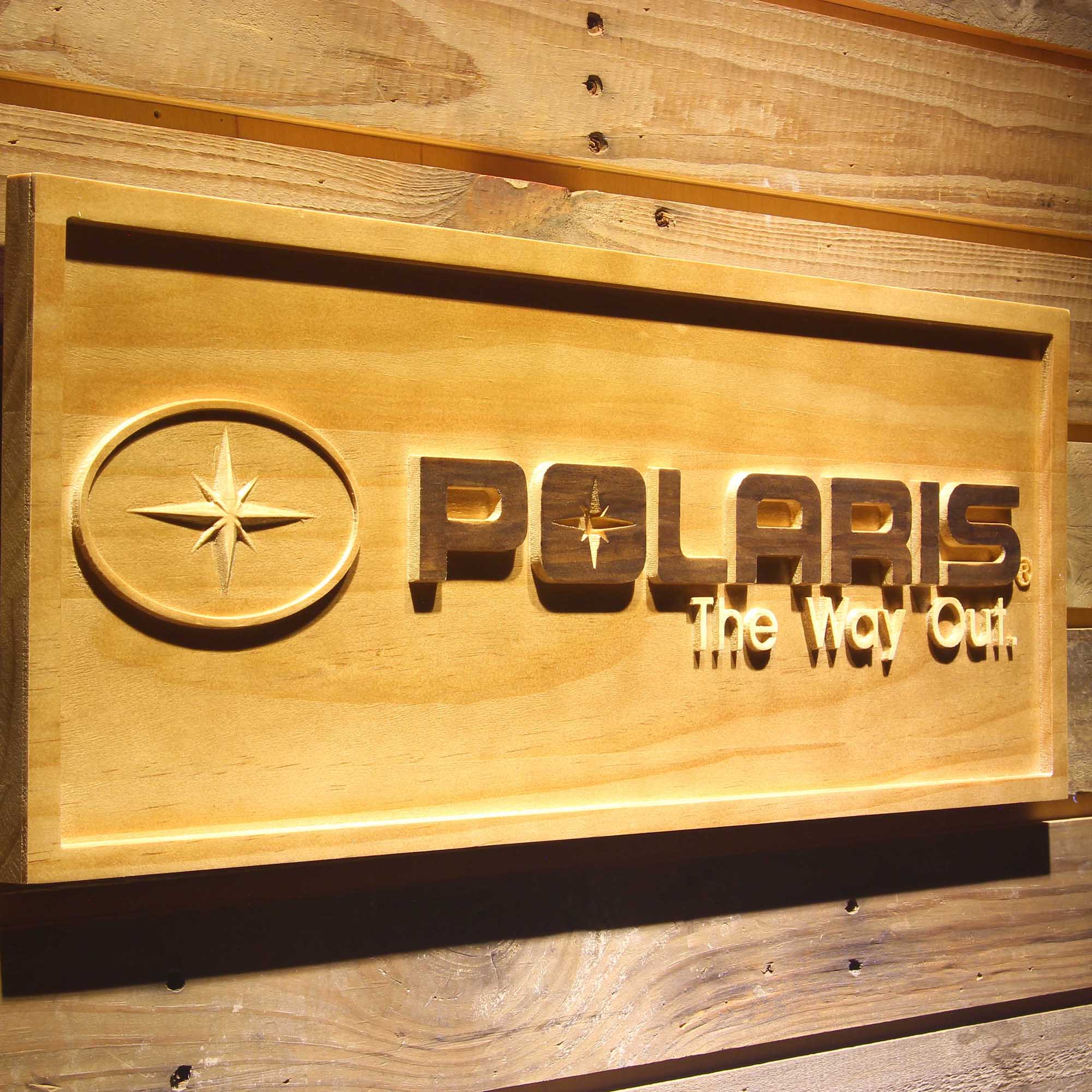 Polaris Snowmobiles 3D Wooden Engrave Sign