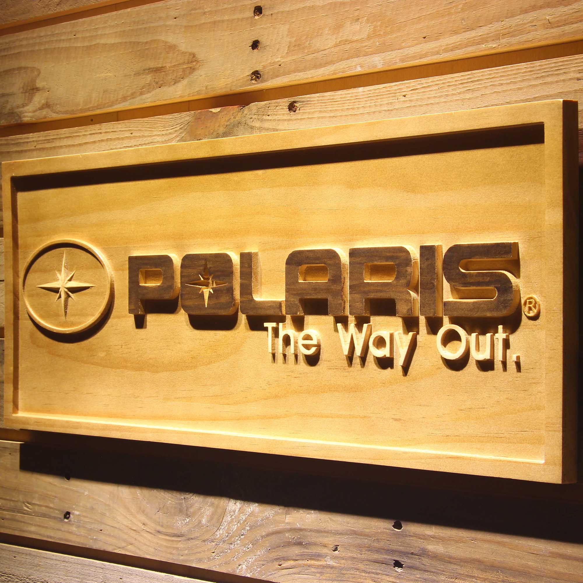 Polaris Snowmobiles 3D Wooden Engrave Sign