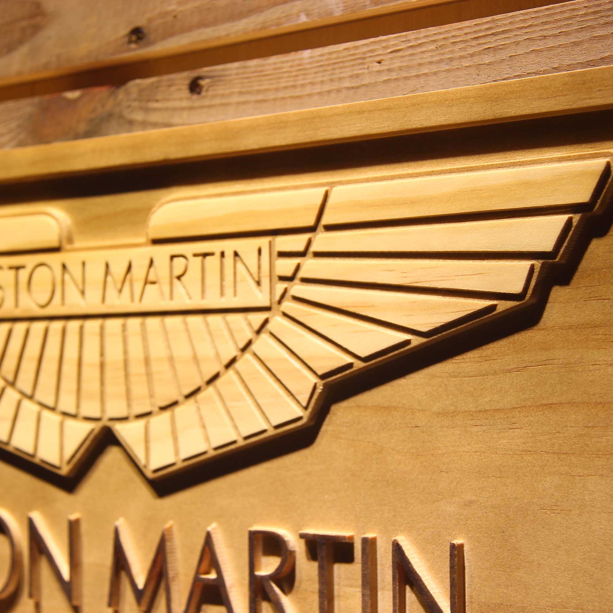 Aston Martin 3D Wooden Engrave Sign