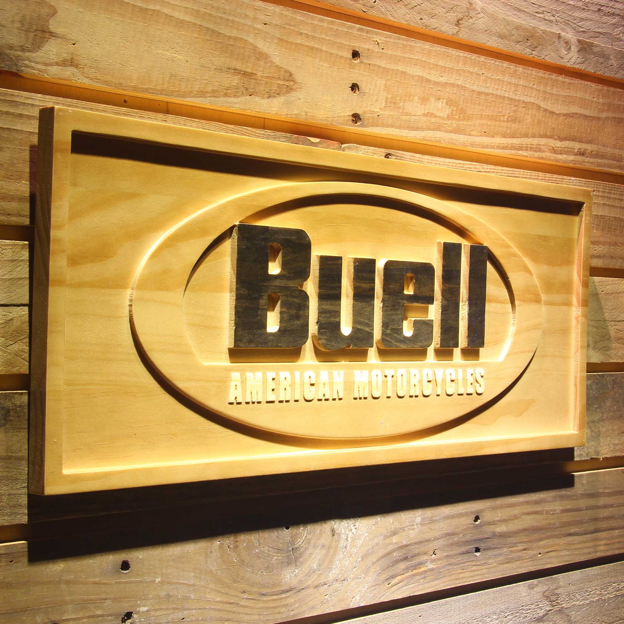 Buell Motorcycles 3D Wooden Engrave Sign