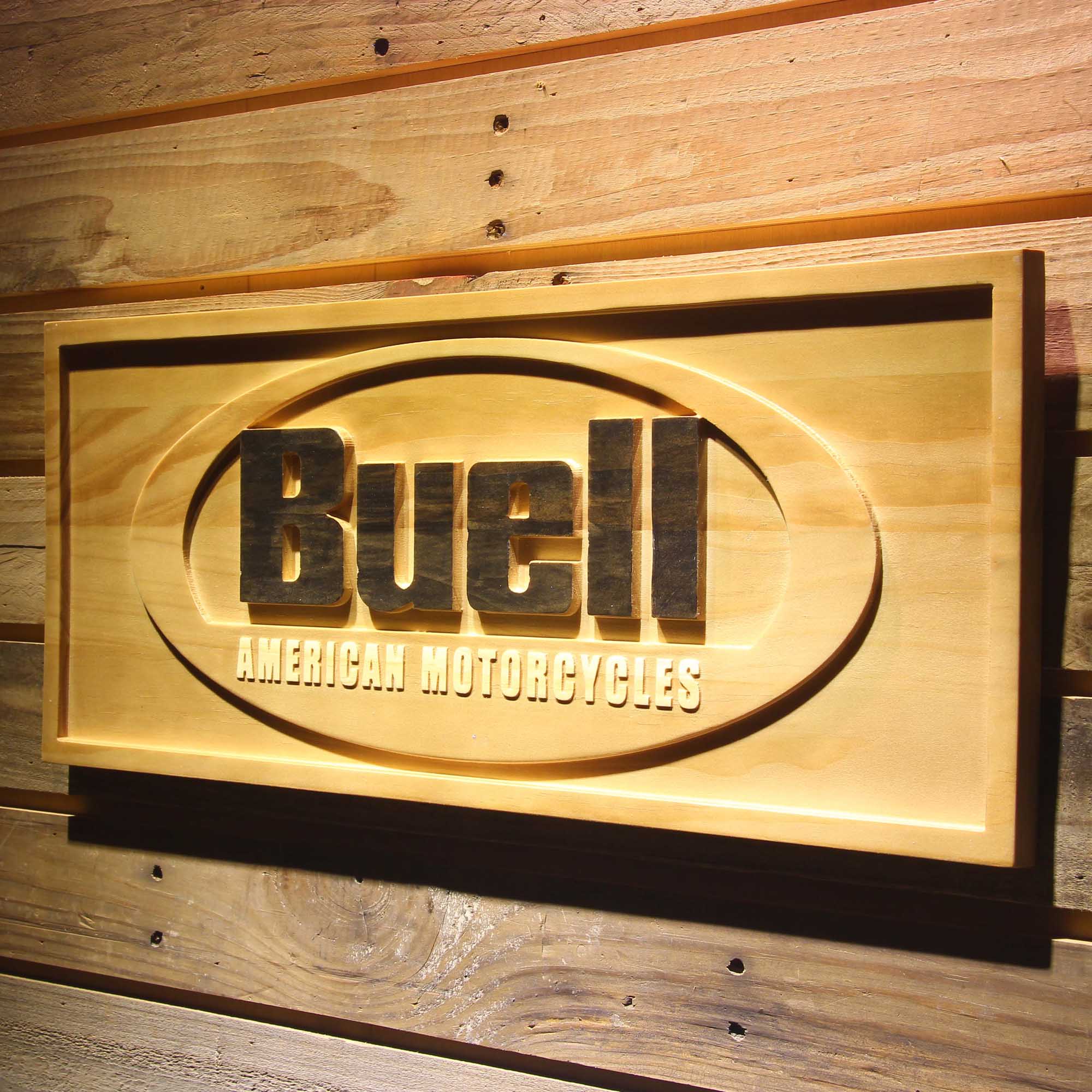 Buell Motorcycles 3D Wooden Engrave Sign