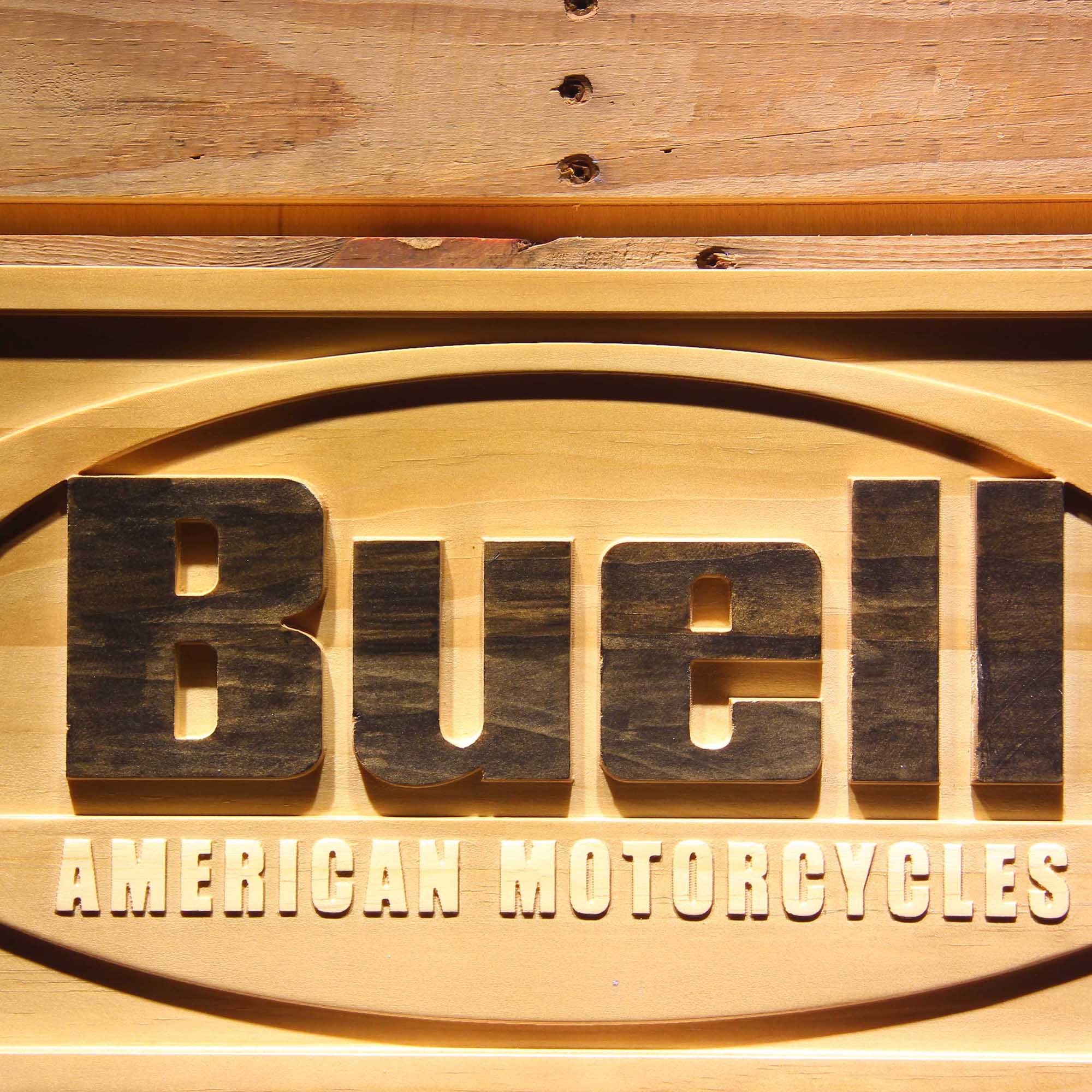 Buell Motorcycles 3D Wooden Engrave Sign