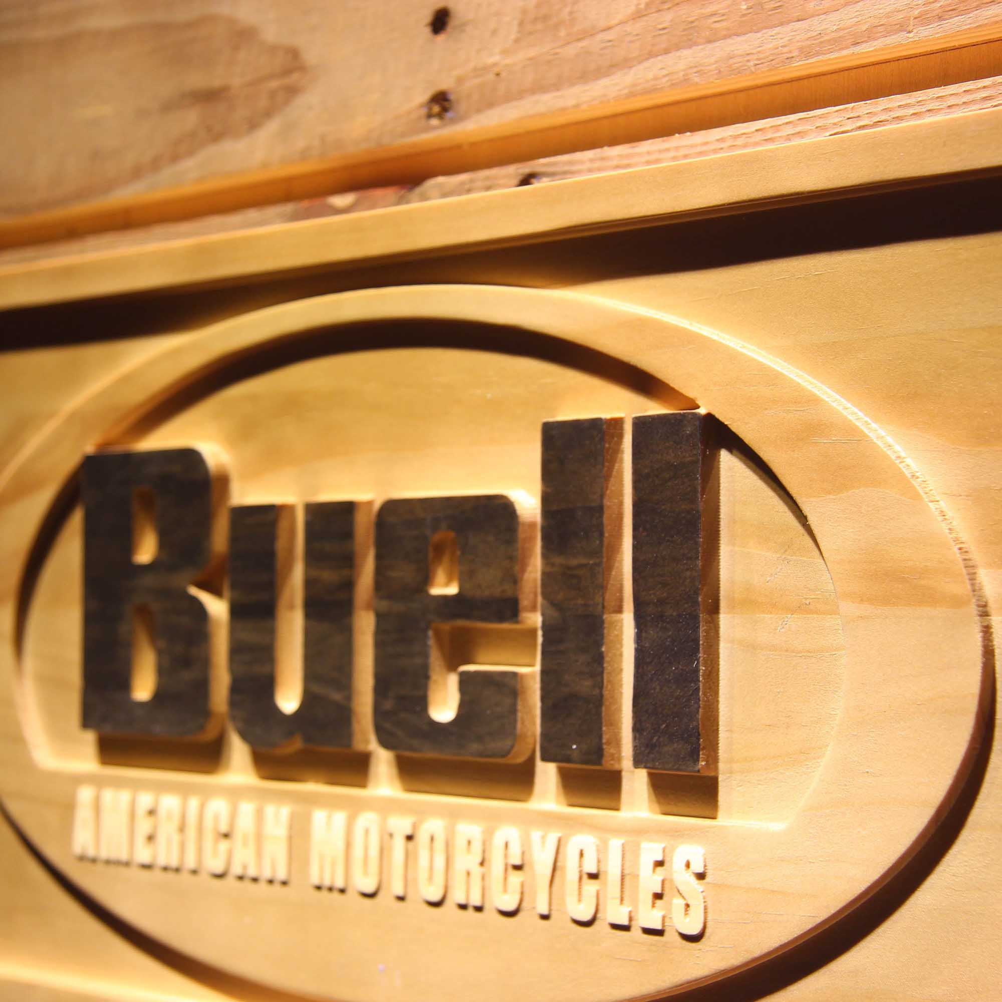 Buell Motorcycles 3D Wooden Engrave Sign