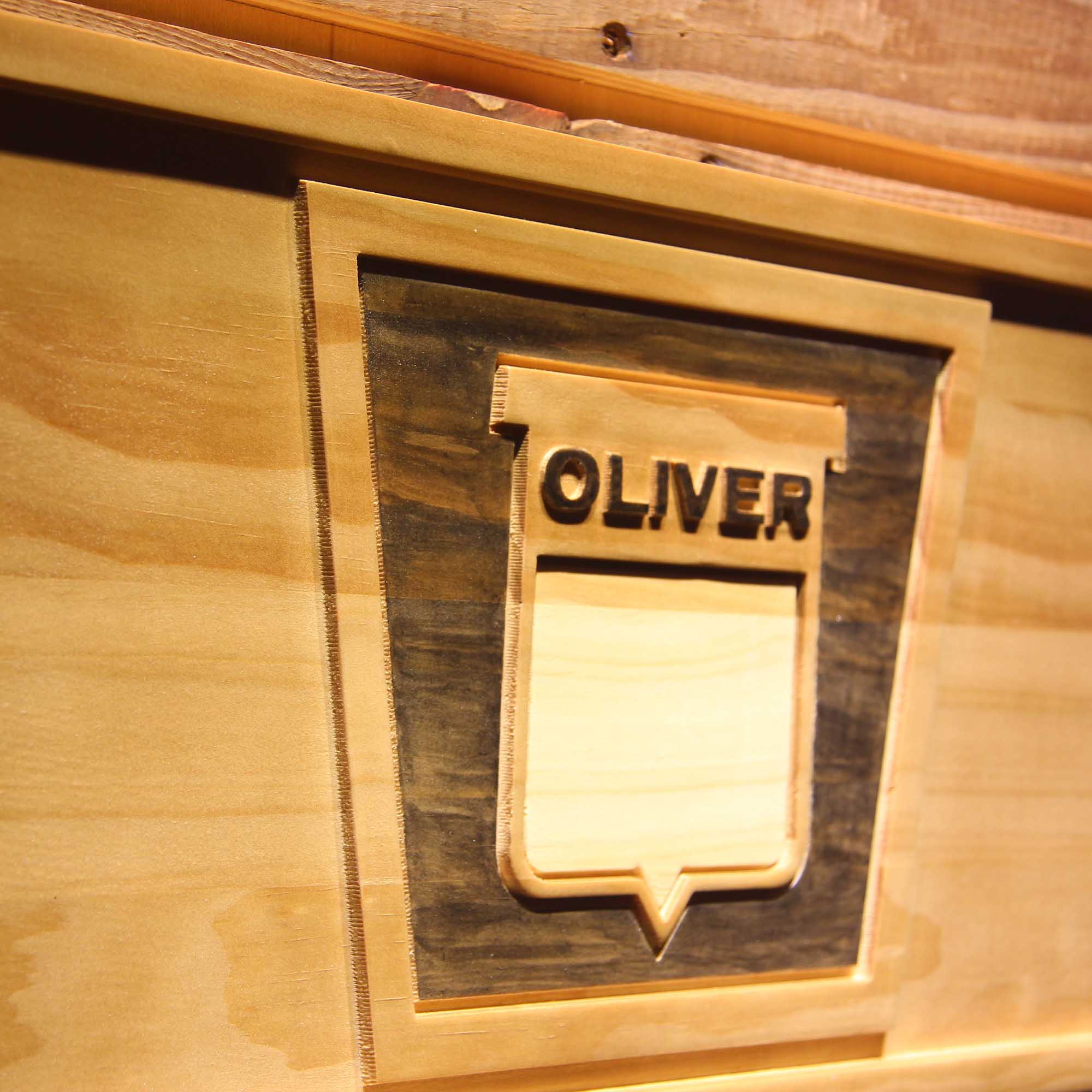 Oliver Tractor 3D Wooden Engrave Sign