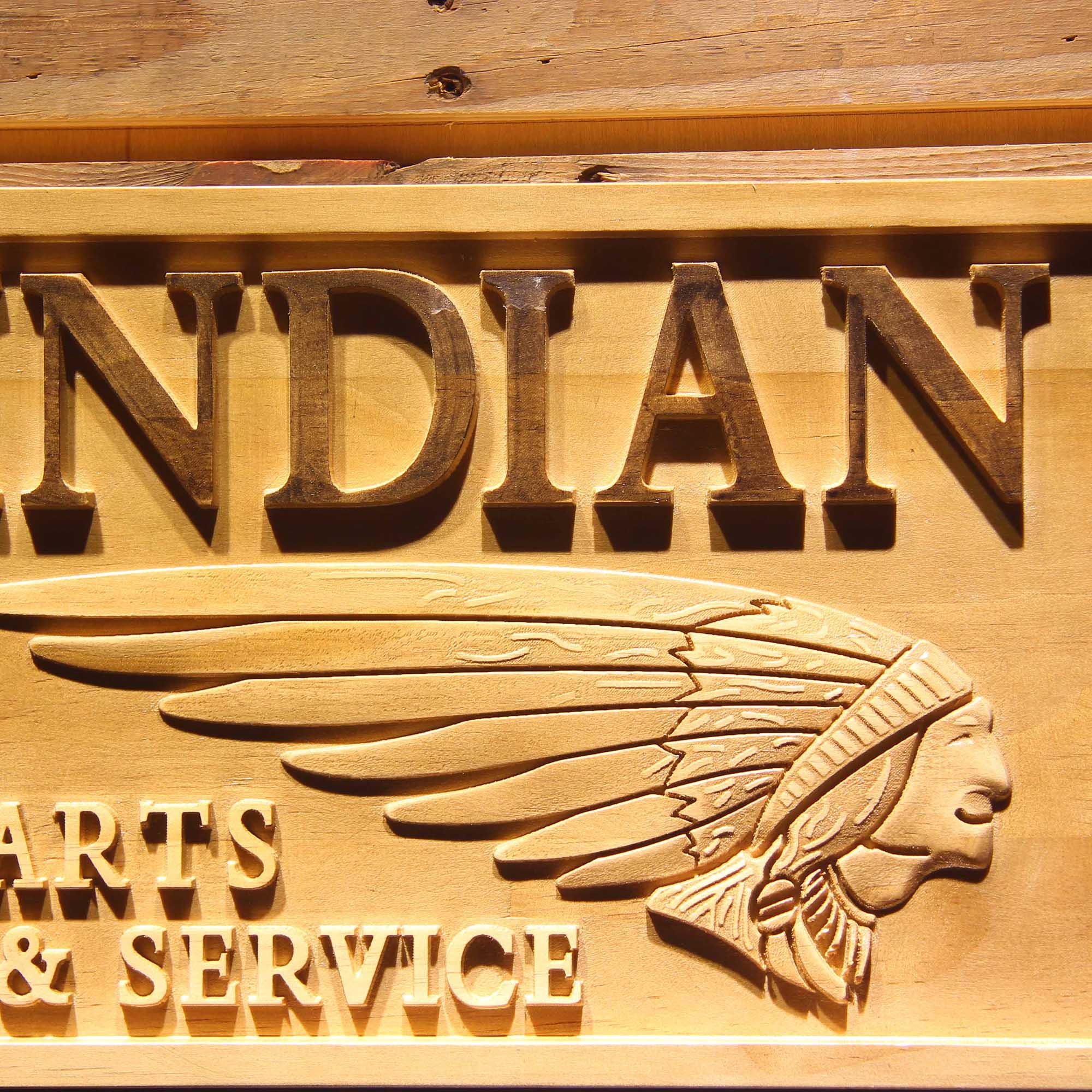 Indian Motorcycles Parts 3D Wooden Engrave Sign