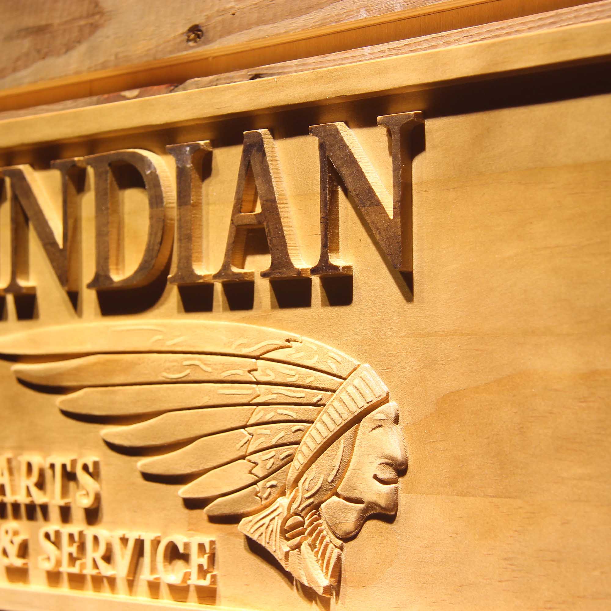 Indian Motorcycles Parts 3D Wooden Engrave Sign