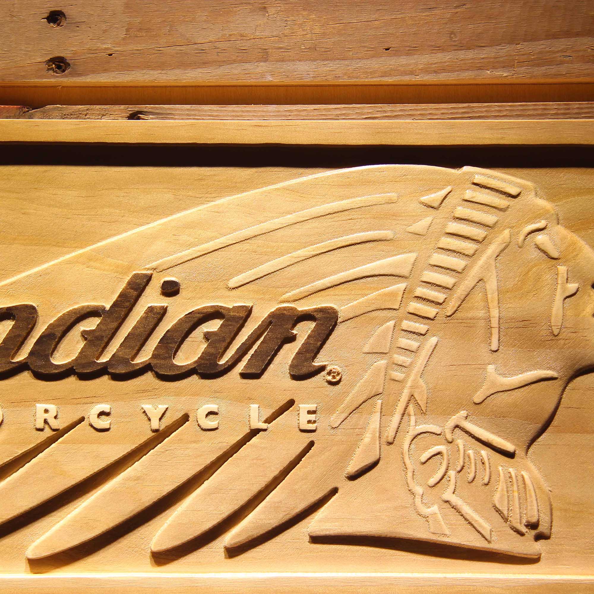 Indian Motorcycles Services 3D Wooden Engrave Sign