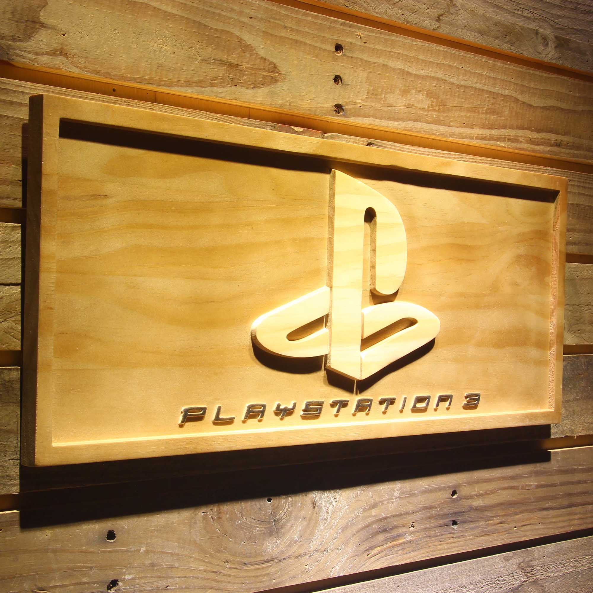 Playstation 3 Game Room 3D Wooden Engrave Sign