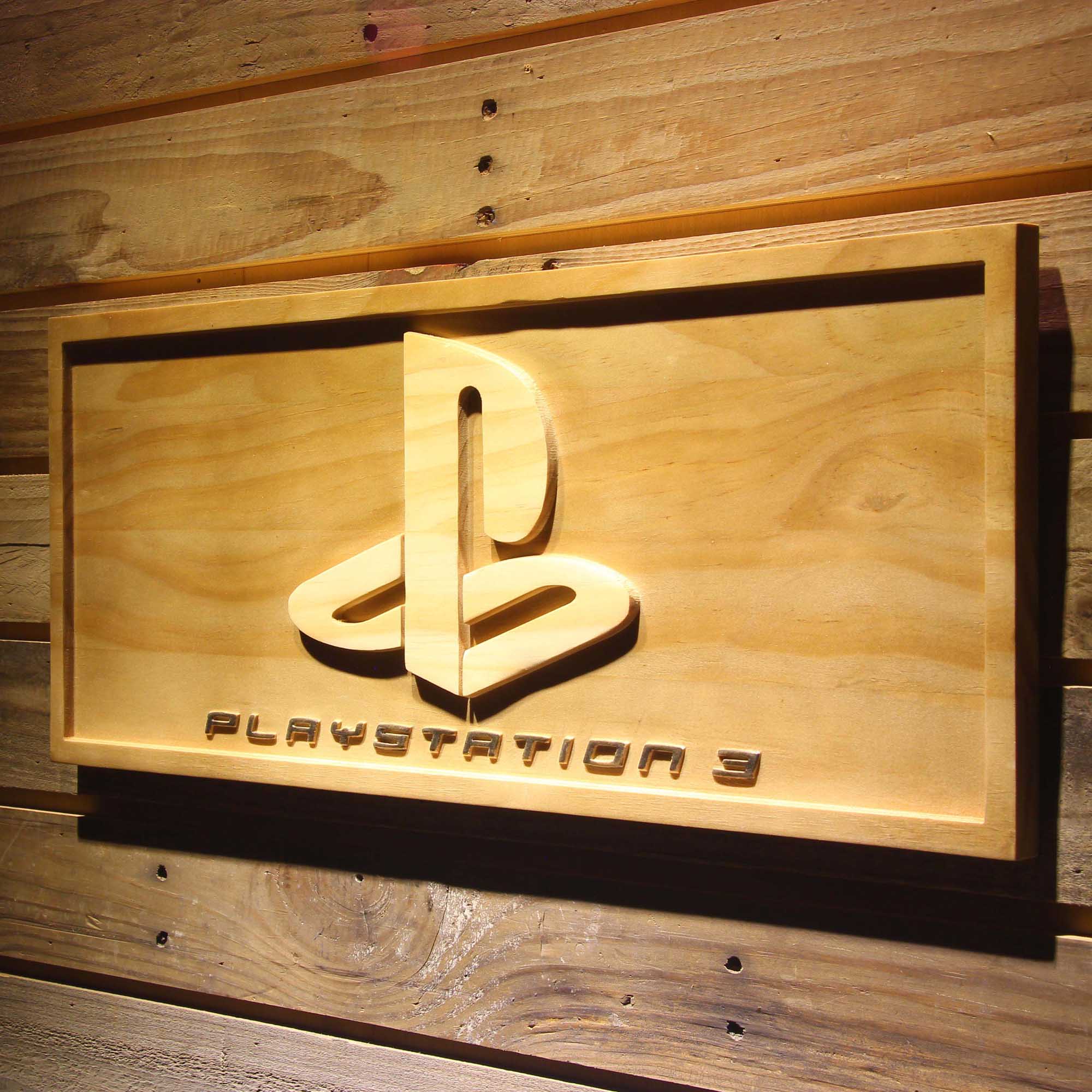 Playstation 3 Game Room 3D Wooden Engrave Sign