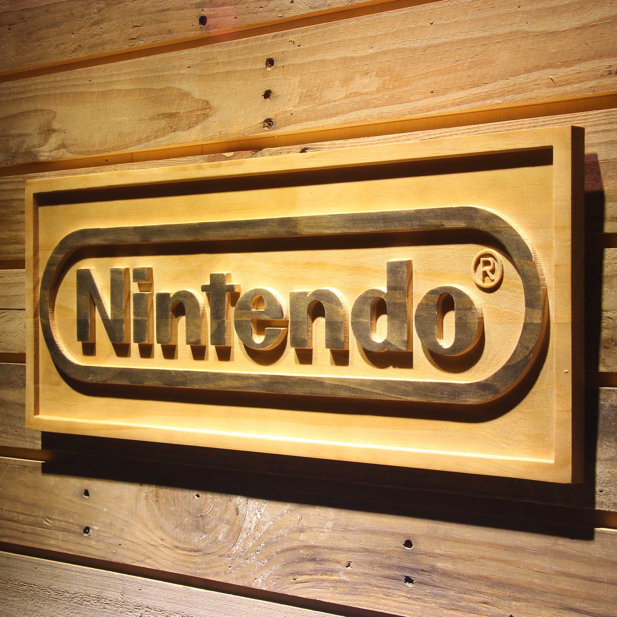 Nin Ten Do Game Room Man Cave 3D Wooden Engrave Sign