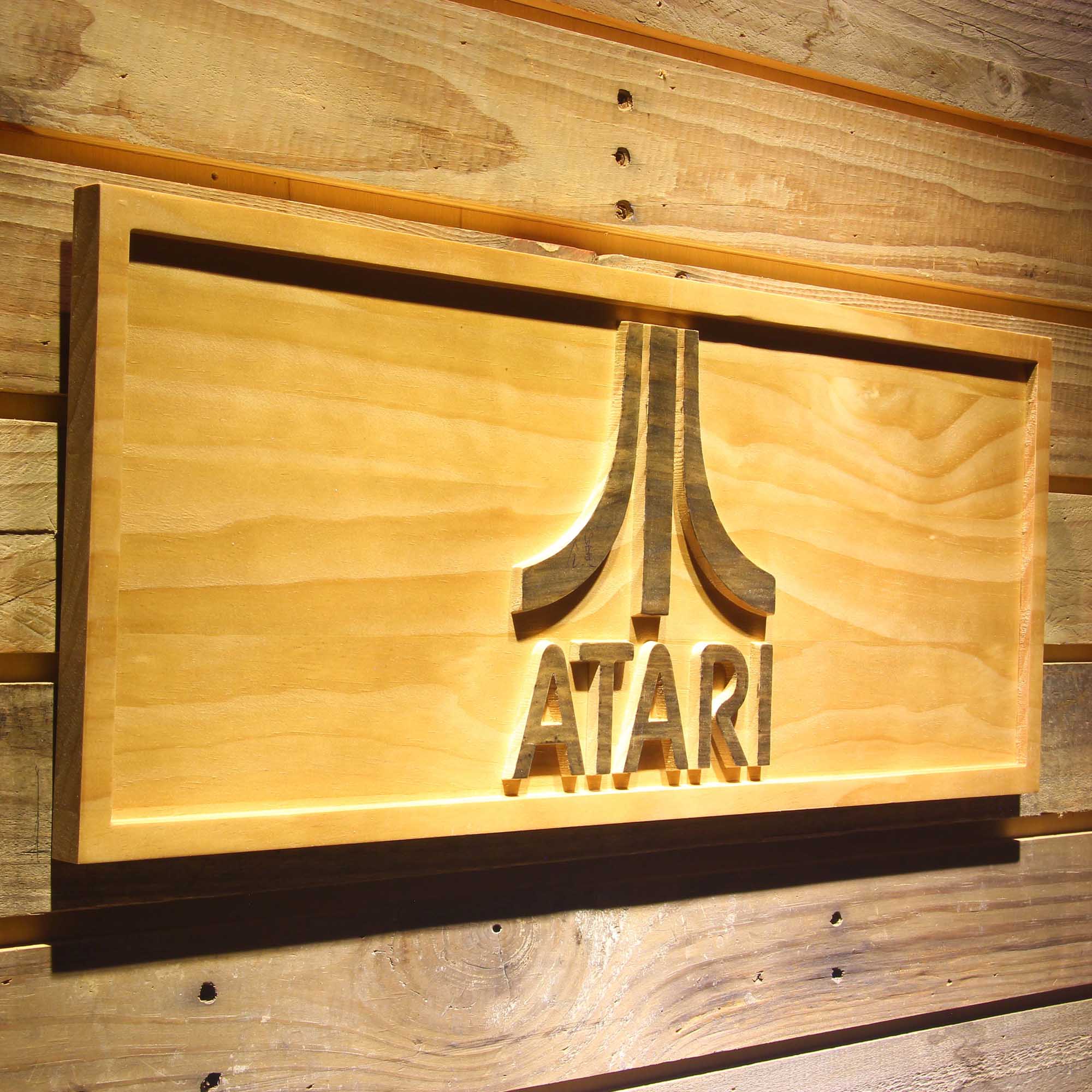 Atari PC Game 3D Wooden Engrave Sign