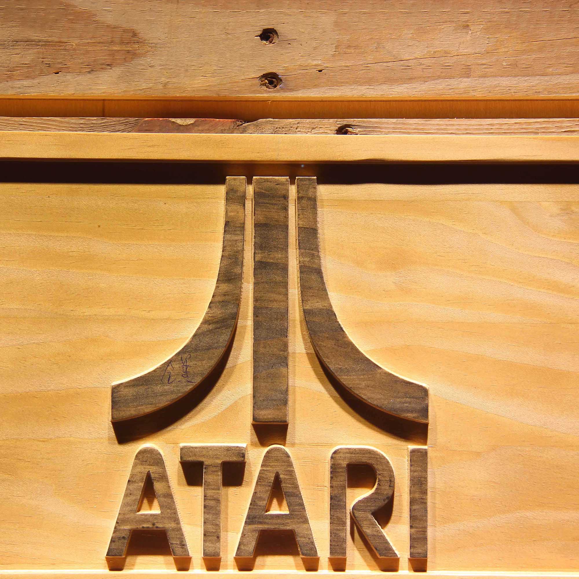 Atari PC Game 3D Wooden Engrave Sign