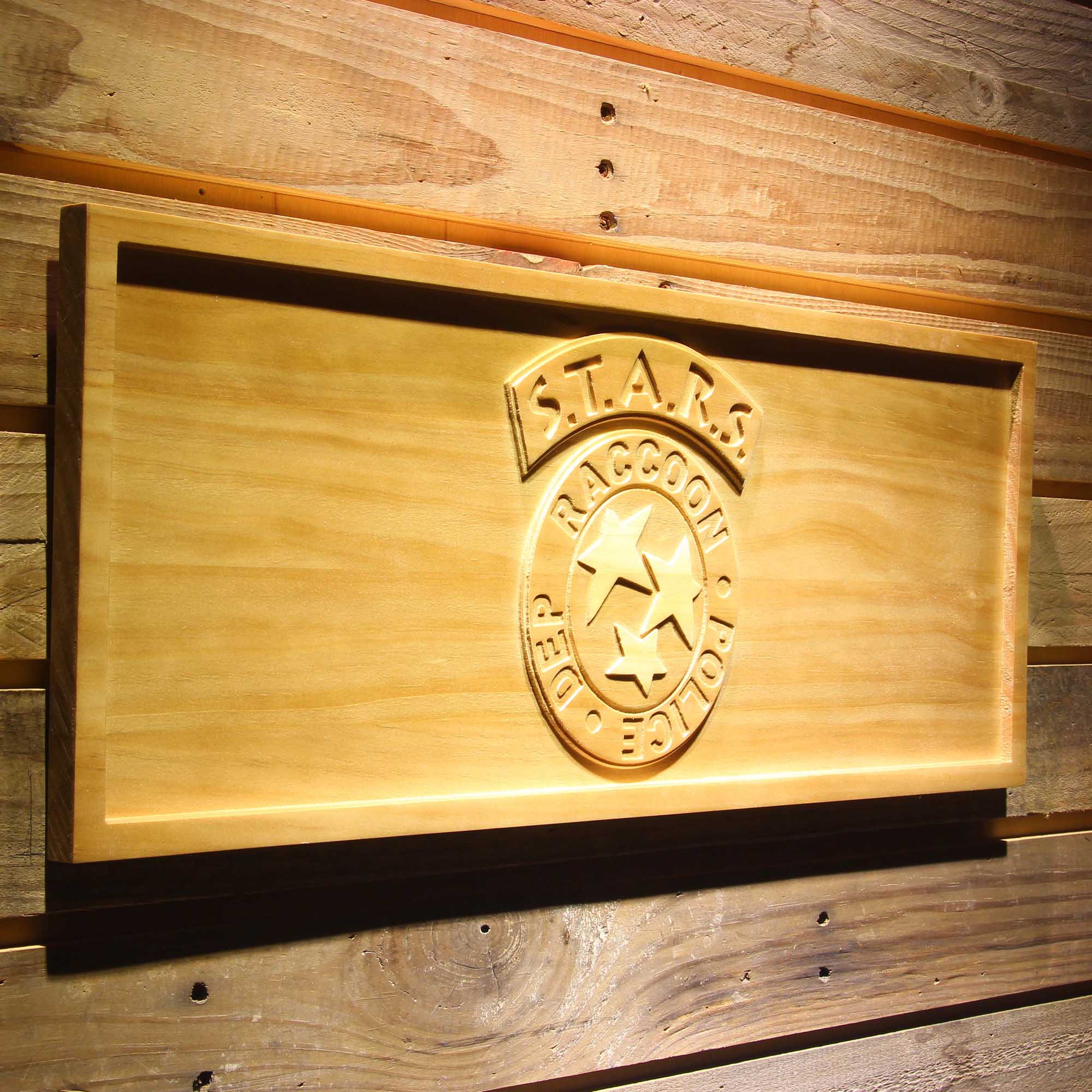 Resident Evil Stars Biohazard 3D Wooden Engrave Sign