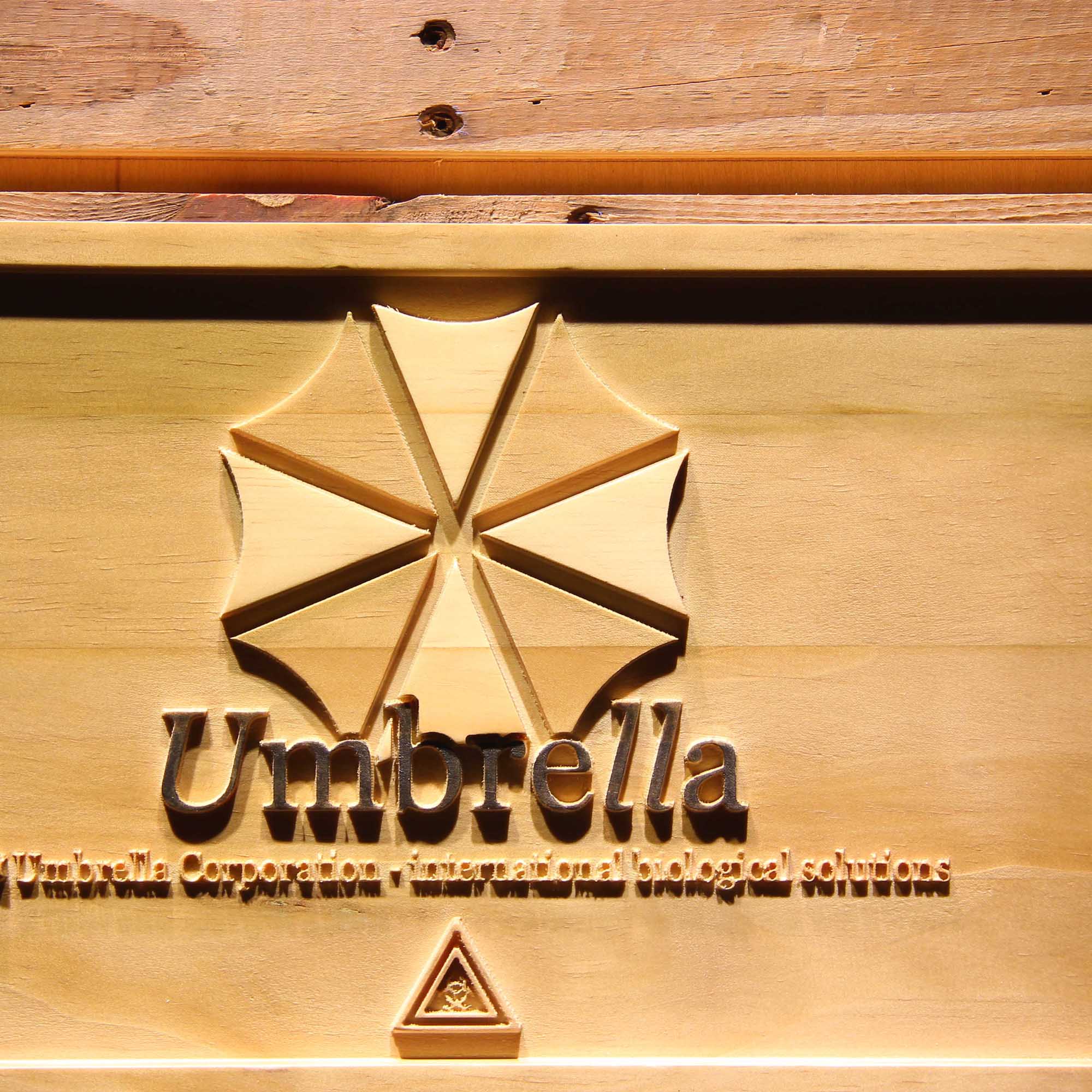 Resident Evil Umbrella Corp Our Business is Life Itself 3D Wooden Engrave Sign