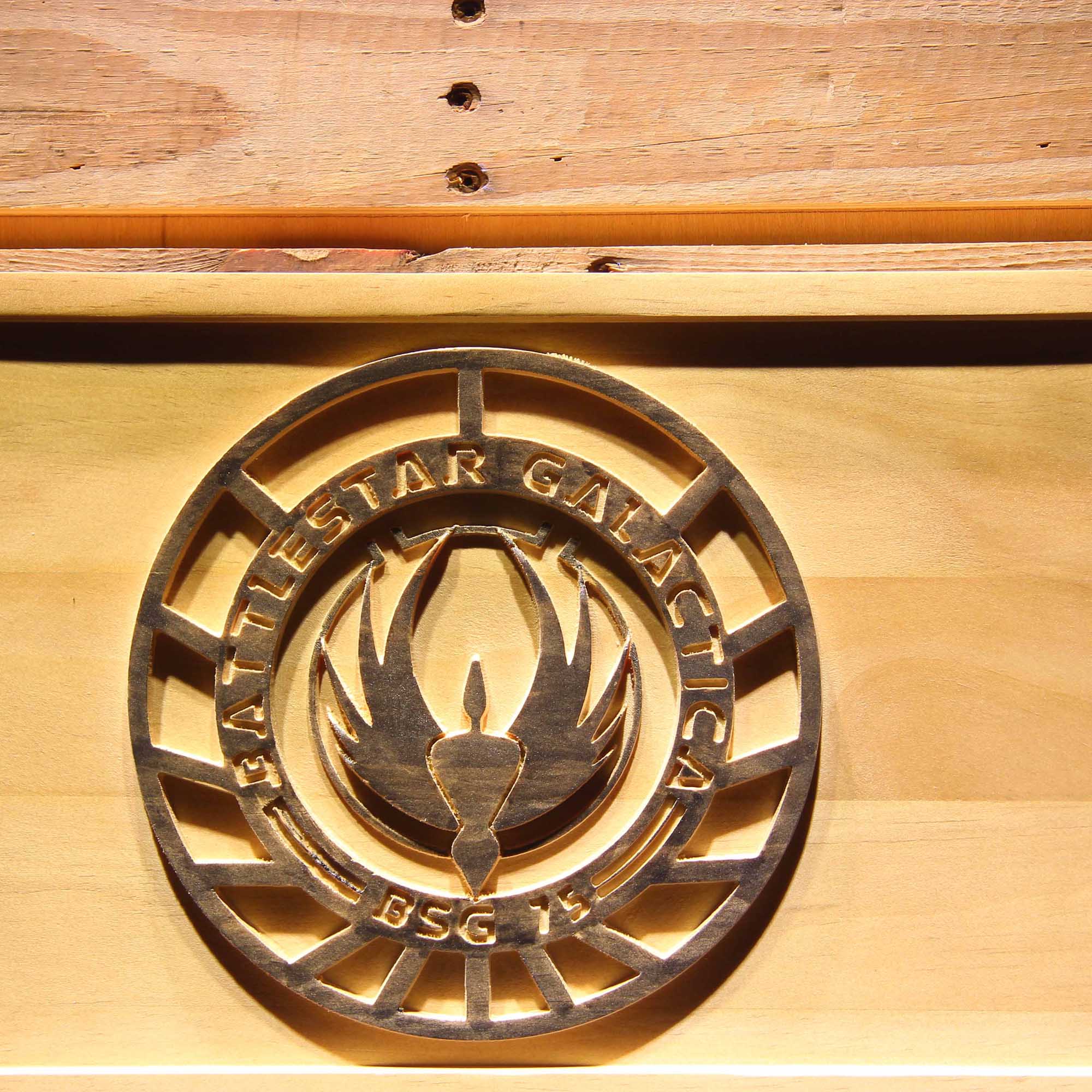 Battlestar Galactica 3D Wooden Engrave Sign