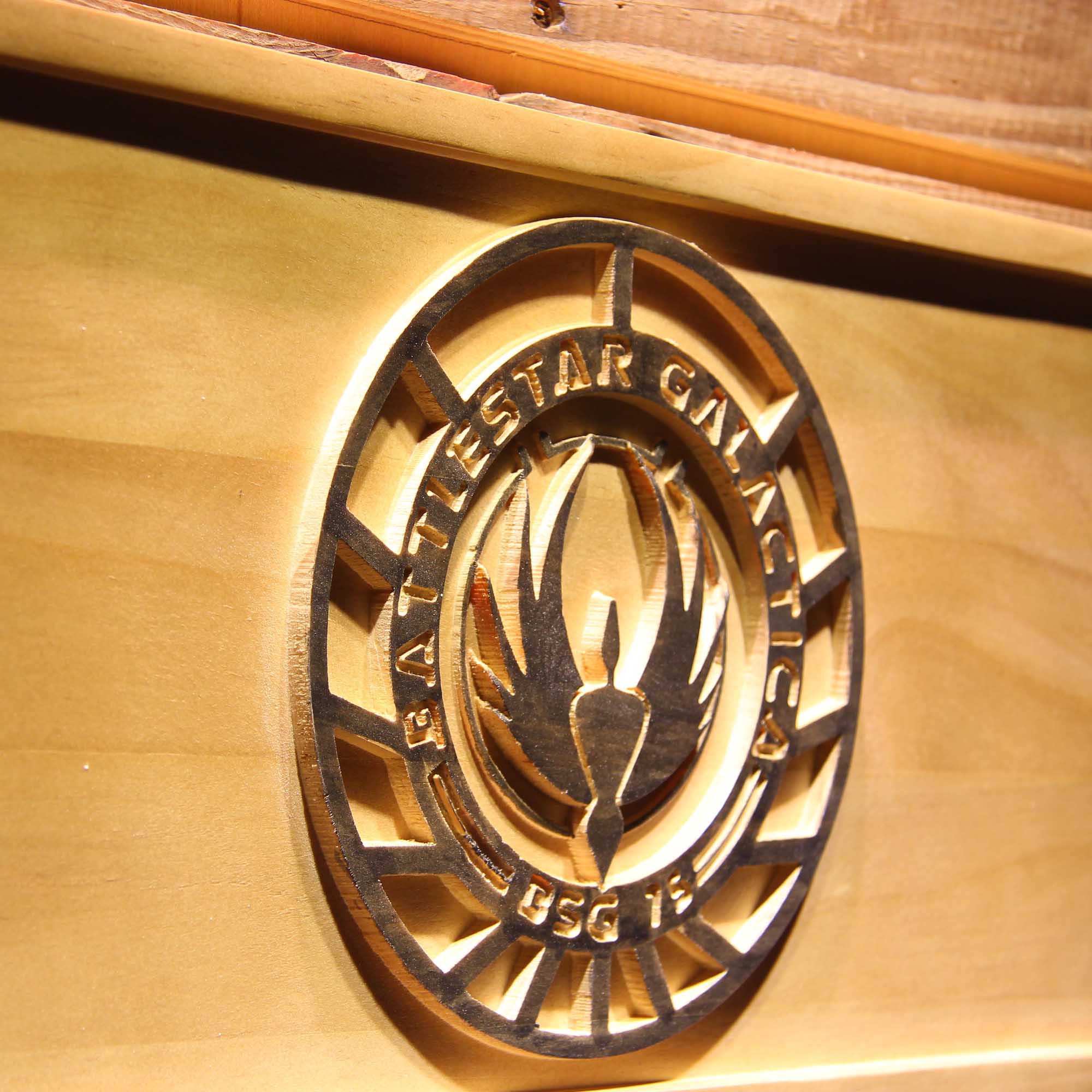 Battlestar Galactica 3D Wooden Engrave Sign