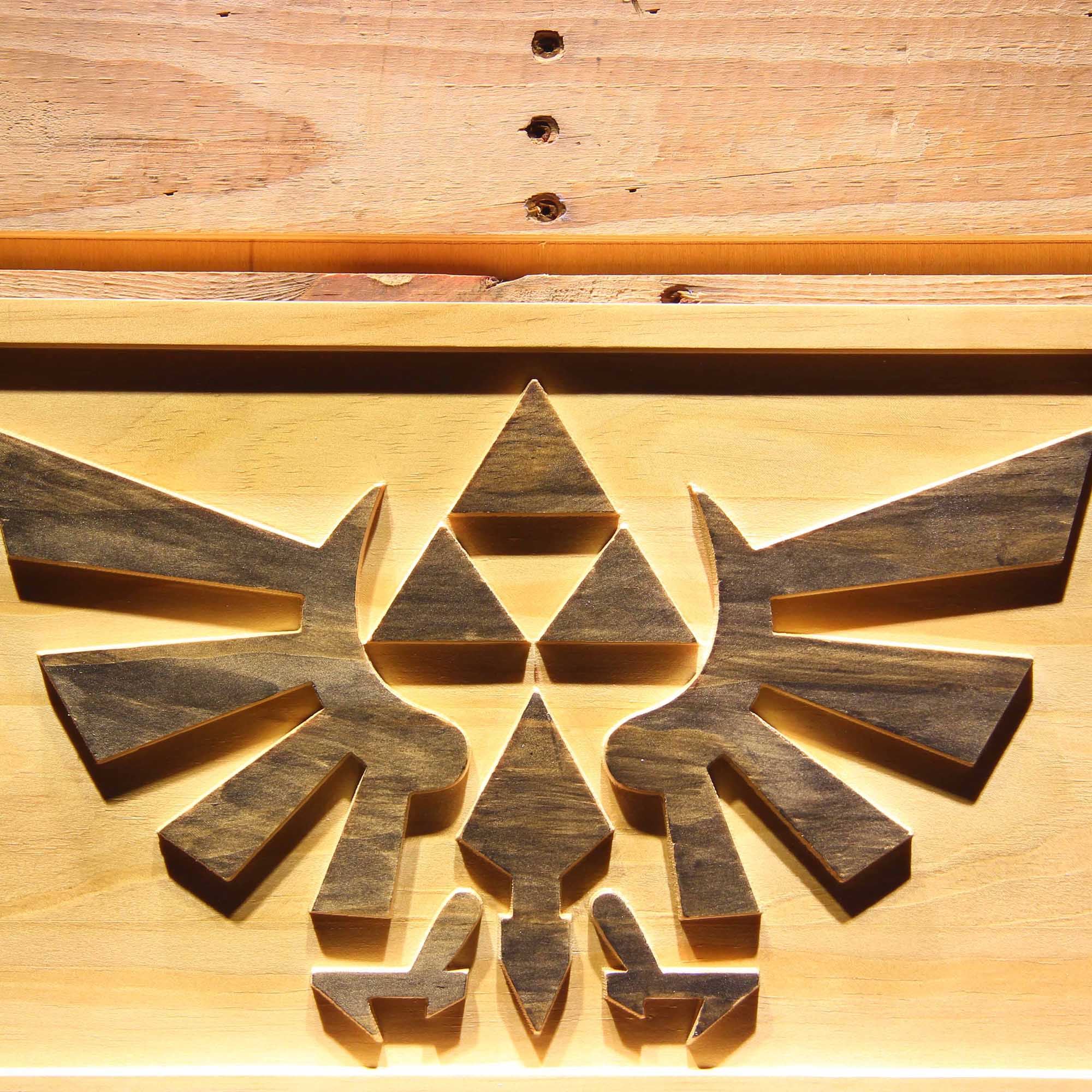 The Legend of Zelda Triforce Game 3D Wooden Engrave Sign
