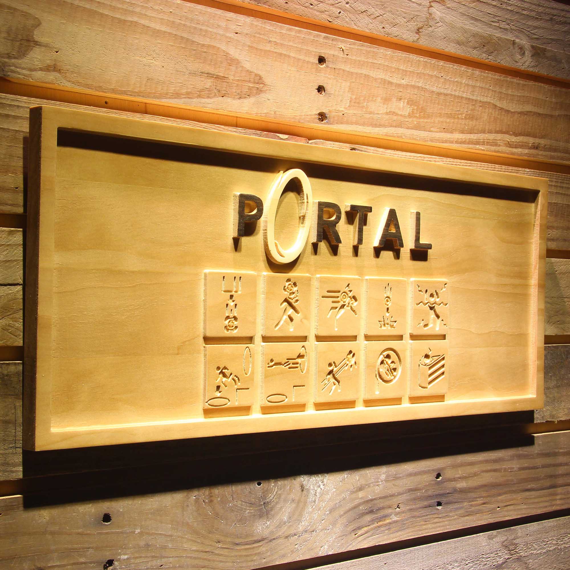 Portal Game Room 3D Wooden Engrave Sign