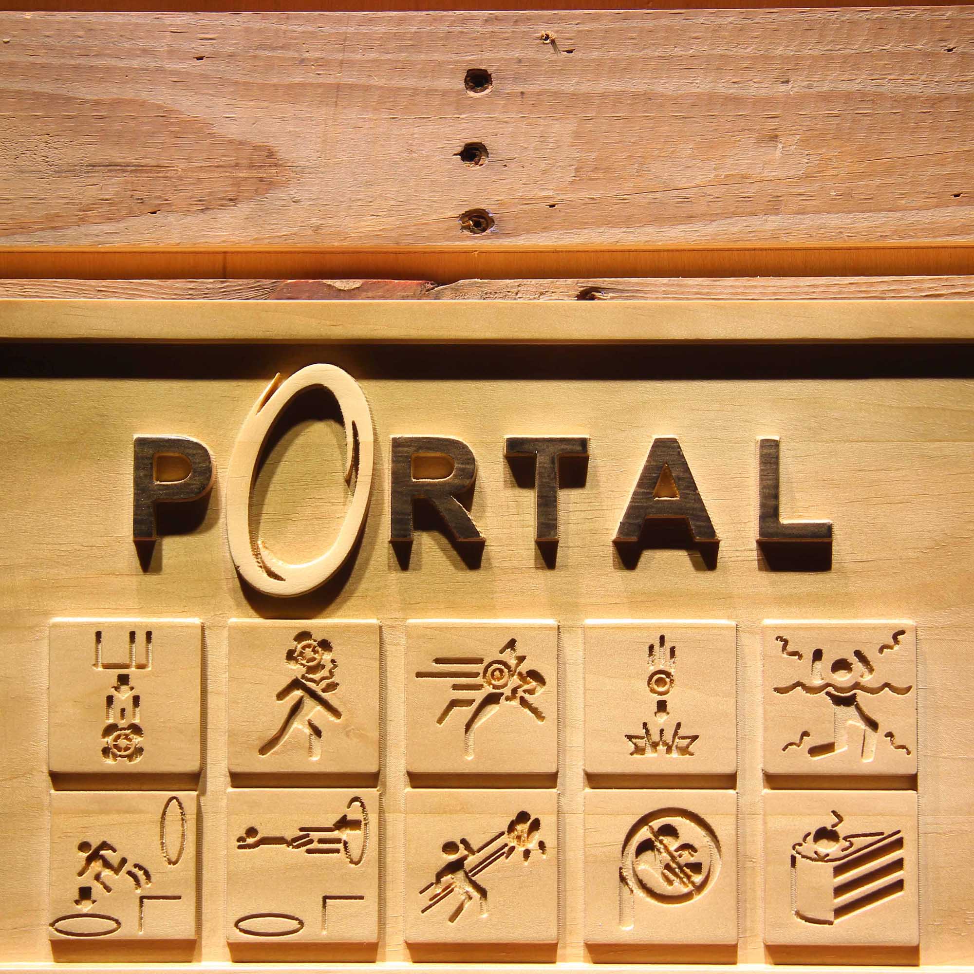 Portal Game Room 3D Wooden Engrave Sign