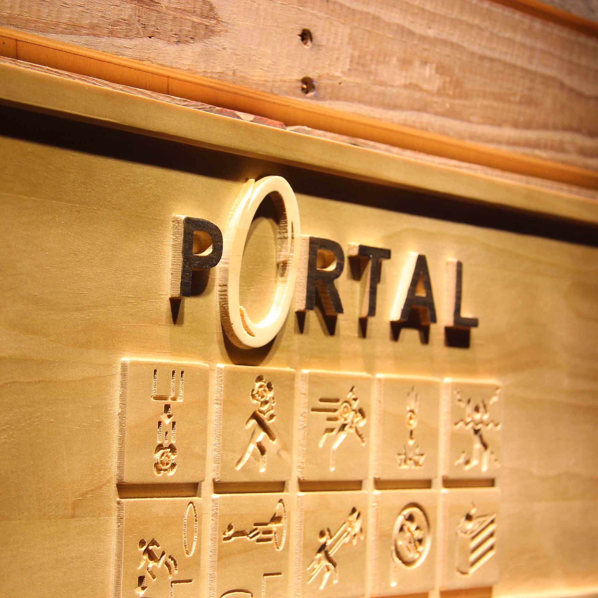 Portal Game Room 3D Wooden Engrave Sign